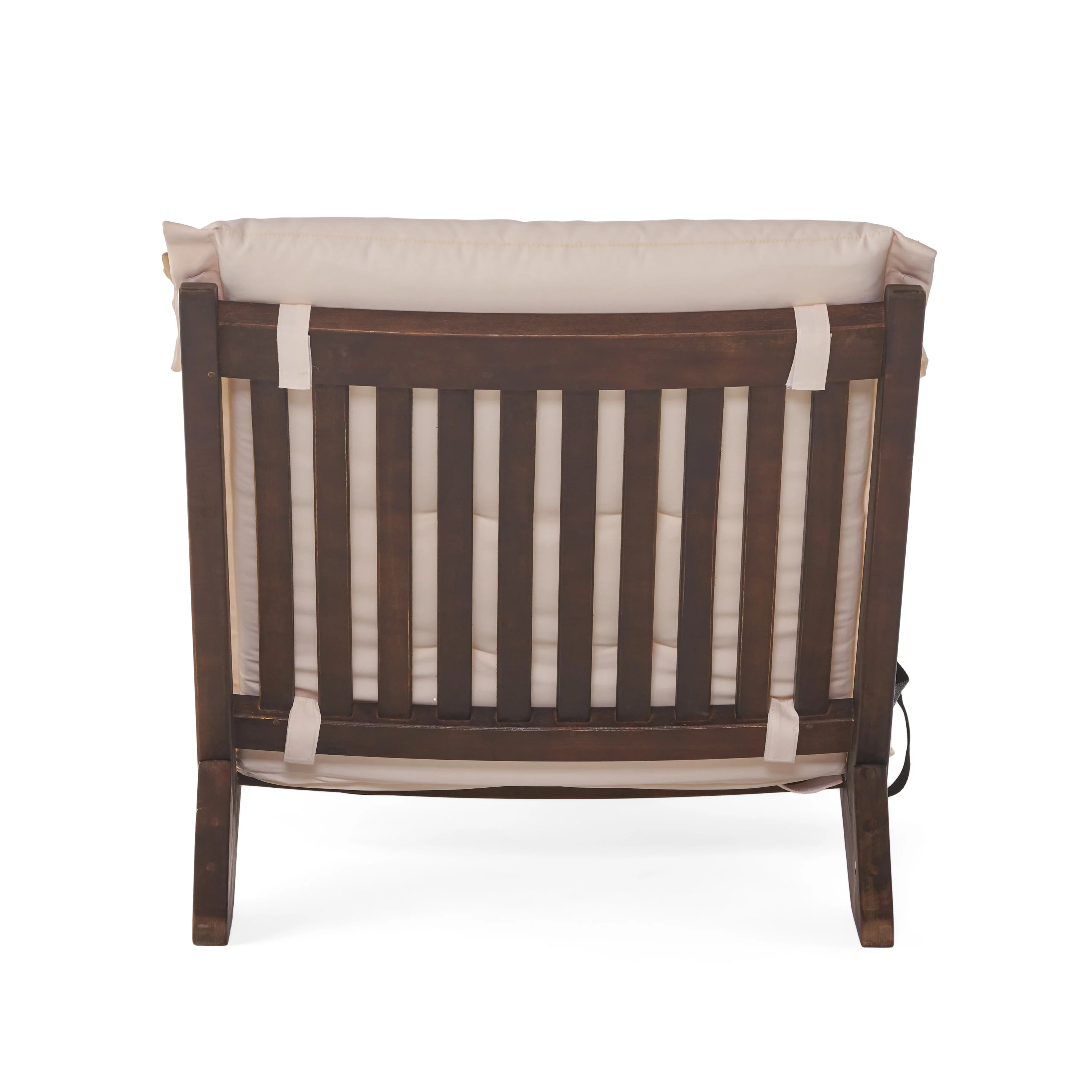 Midori Mahogany Wood Folding Chaise Lounger Chair w/ Cream Cushion - furnishings