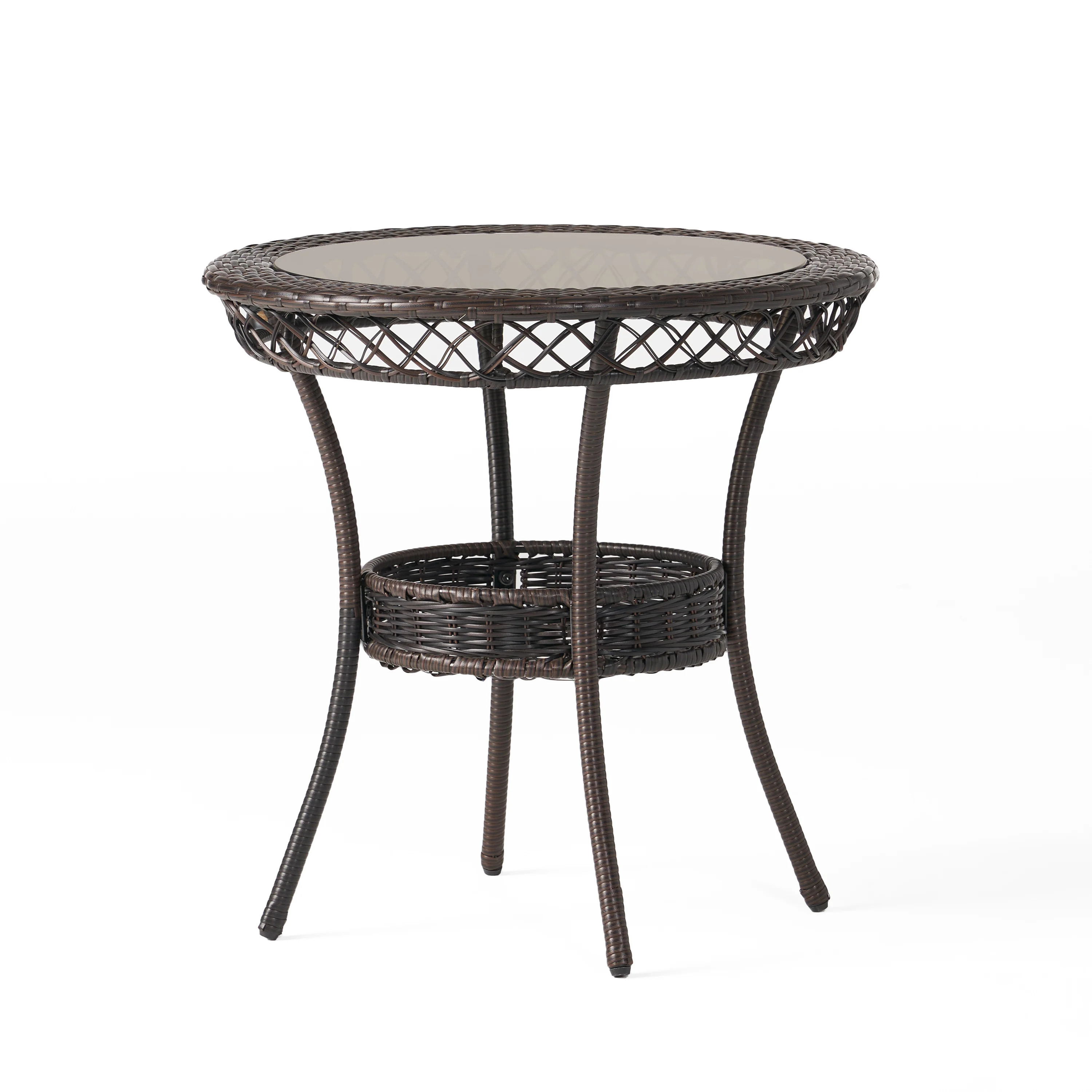 Solana Outdoor Multibrown Wicker 3pc Bistro Set - furnishings