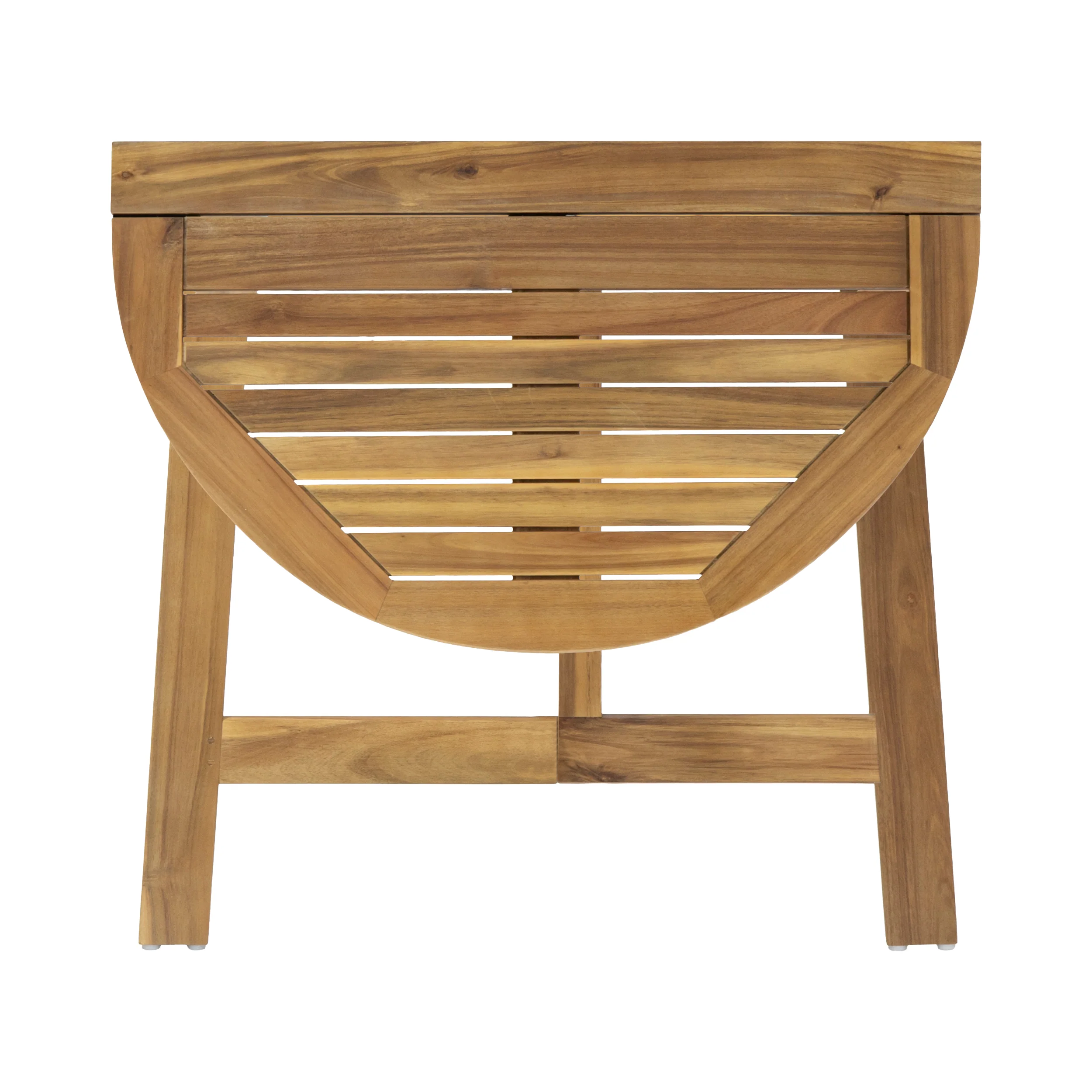 George Outdoor 2 Seater Half-Round Acacia Wood Bistro Table Set with Adirondack Chairs - furnishings