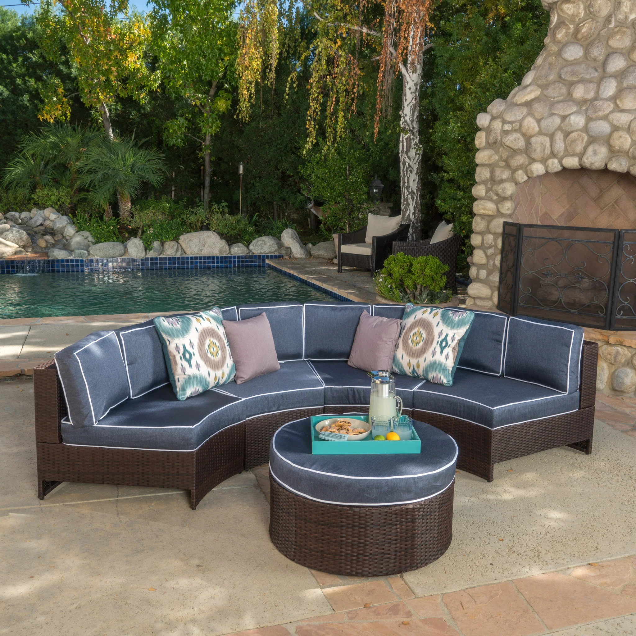 Riviera 5pc Outdoor Sectional Sofa Set - furnishings