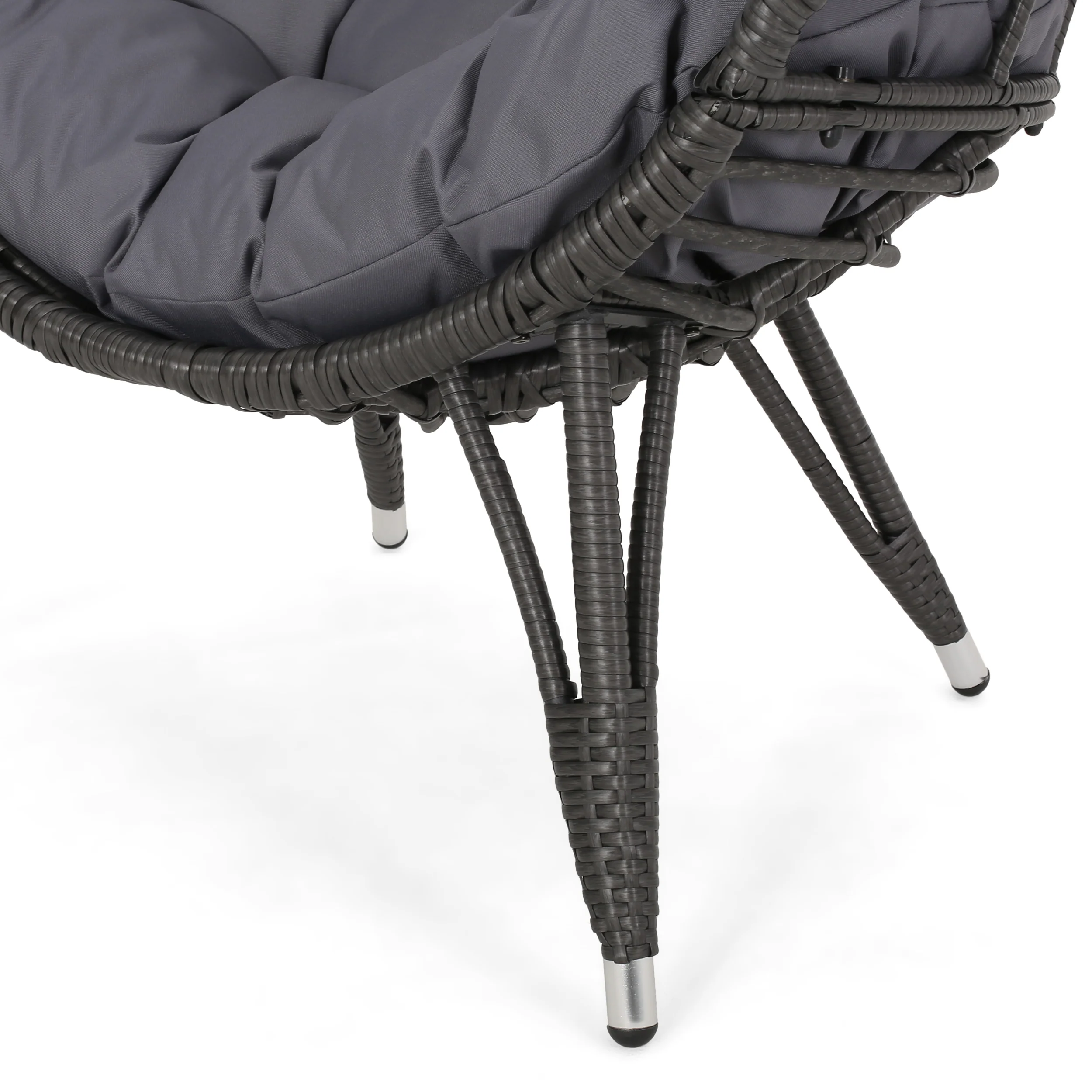 Maylee Outdoor Gray Wicker Freestanding Teardrop / Egg Chair - furnishings