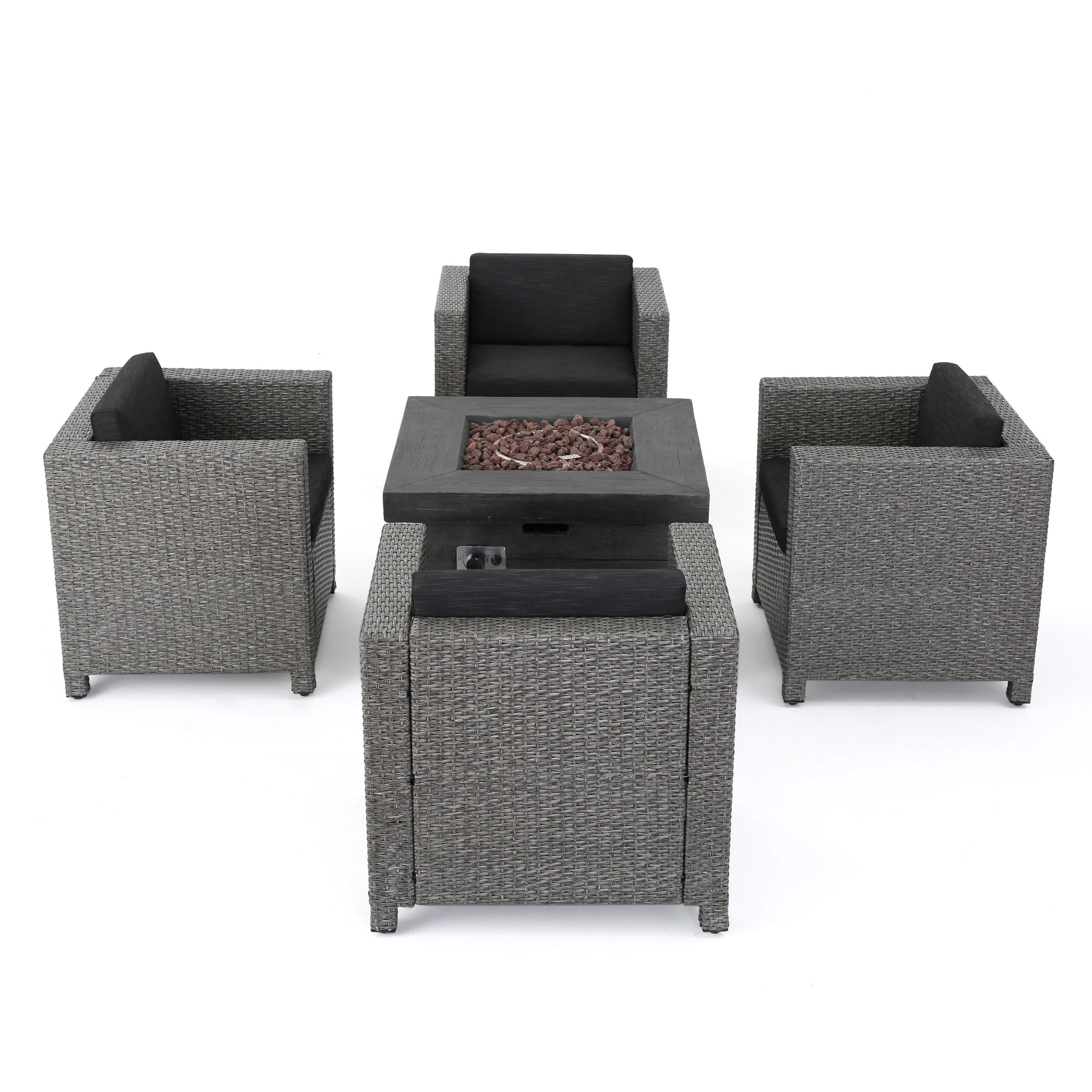 Venice 4-Seater Outdoor Fire Pit Chat Set - furnishings
