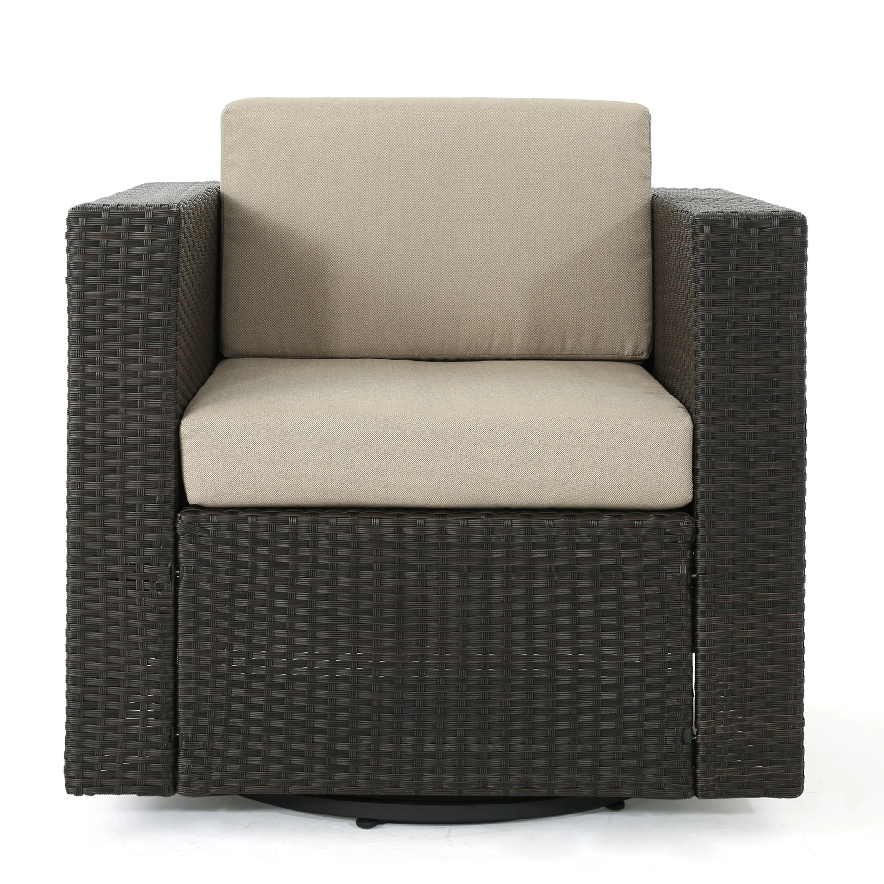 Leon Outdoor 4 Piece Swivel Club Chair Set with Round Fire Pit - furnishings