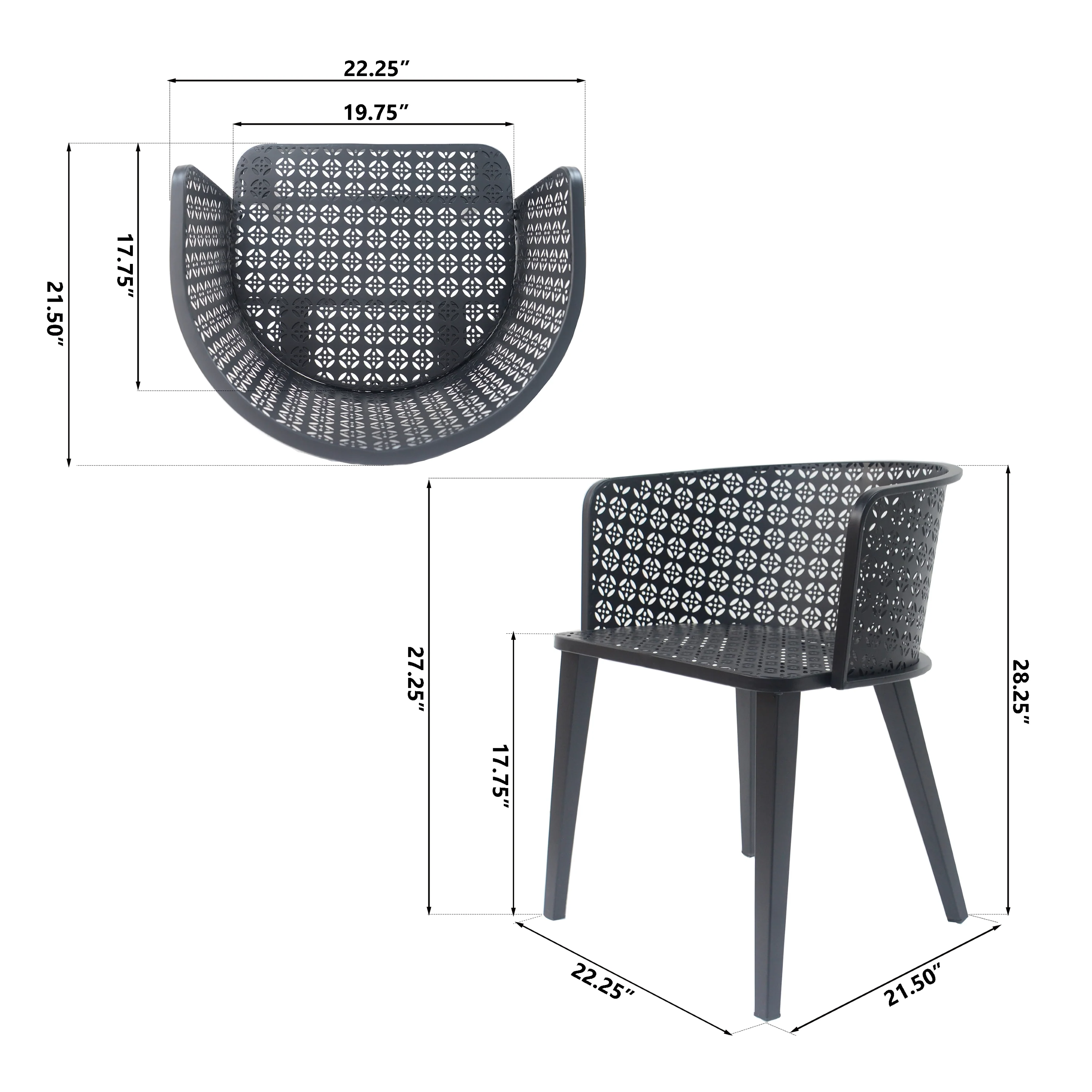 Caspiane Outdoor Patio Dining Chairs with Iron Frame - furnishings