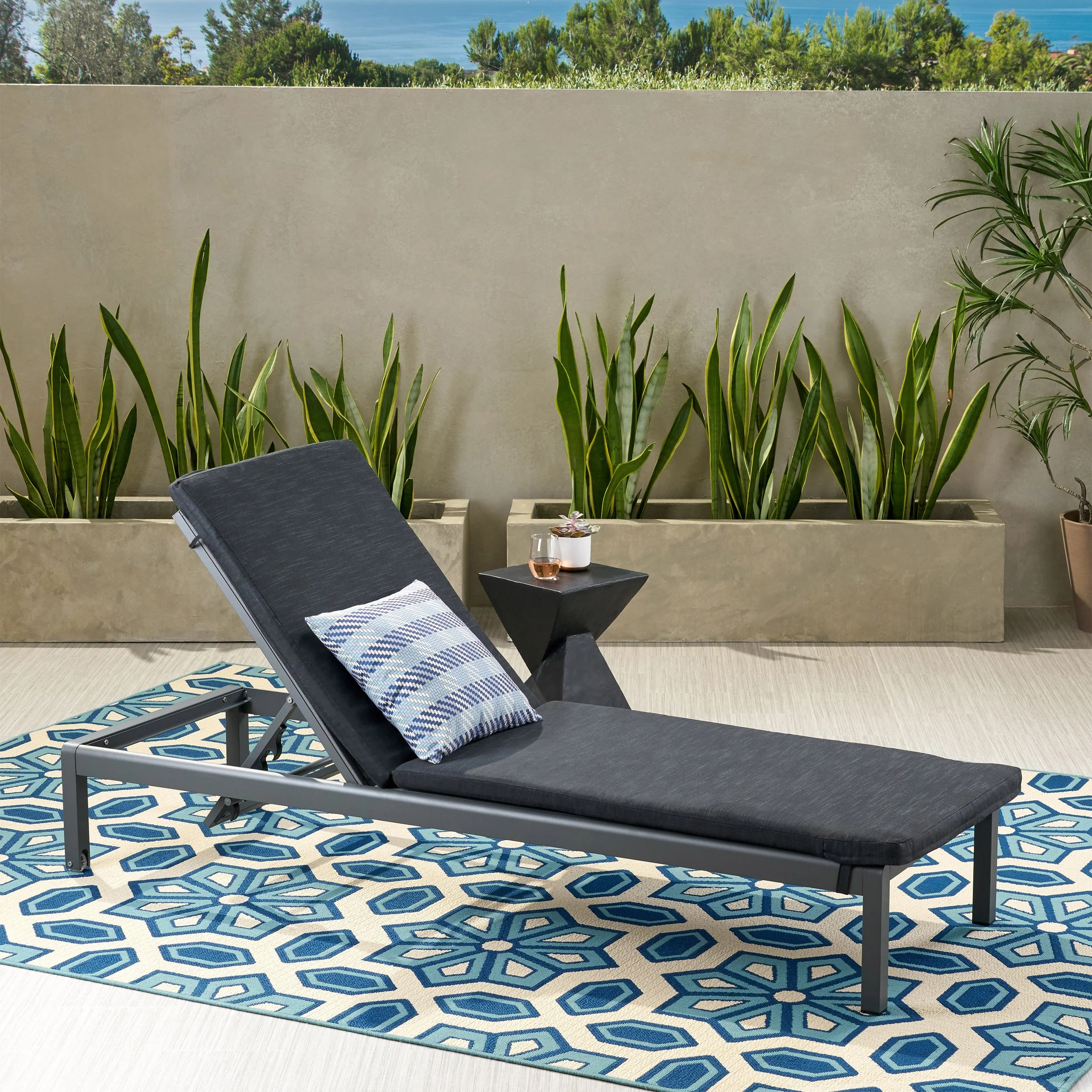 Cherie Modern Outdoor Adjustable Chaise Lounge with Cushion - furnishings