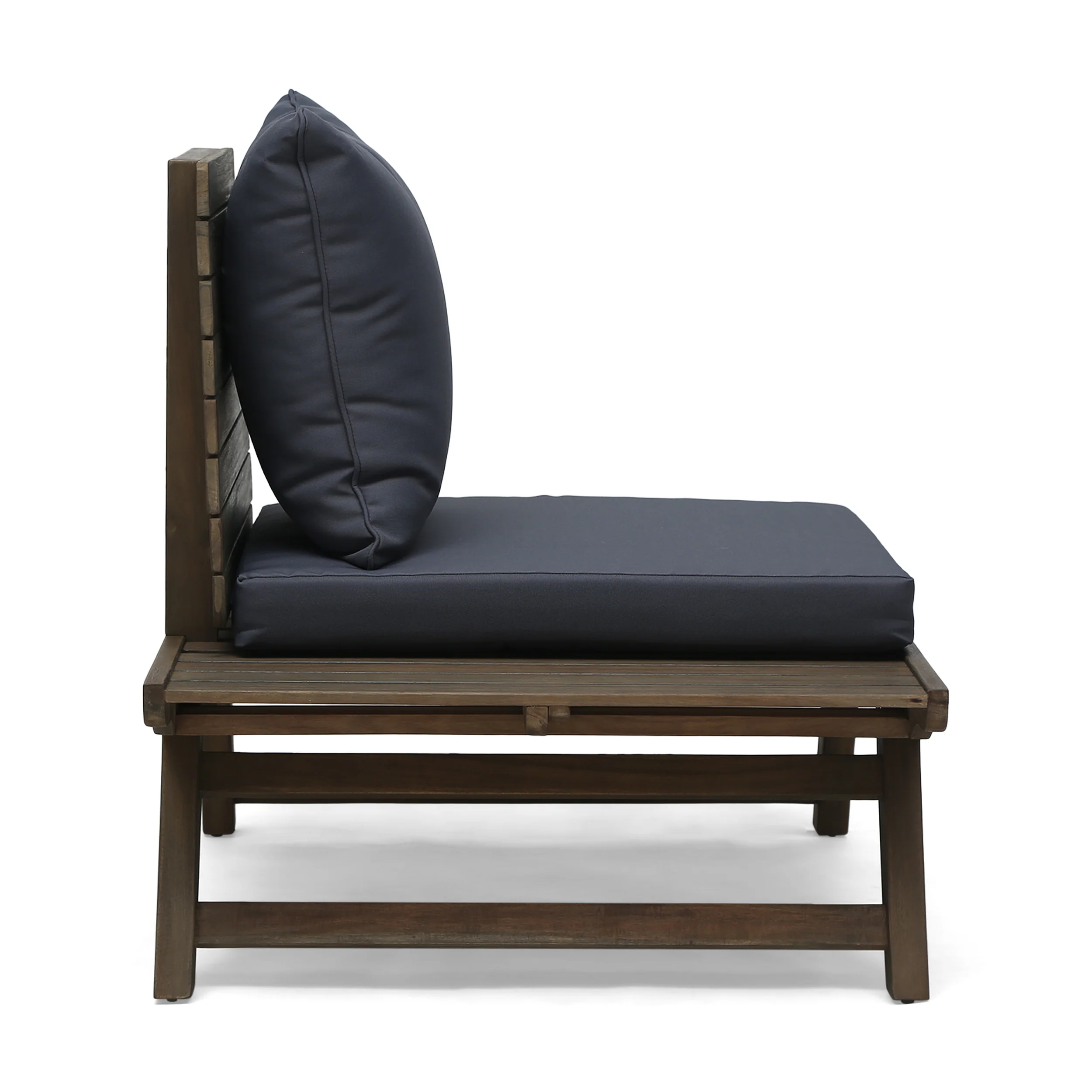 Kailee Outdoor Wooden Club Chairs with Cushions (Set of 2), Dark Gray and Gray Finish - furnishings