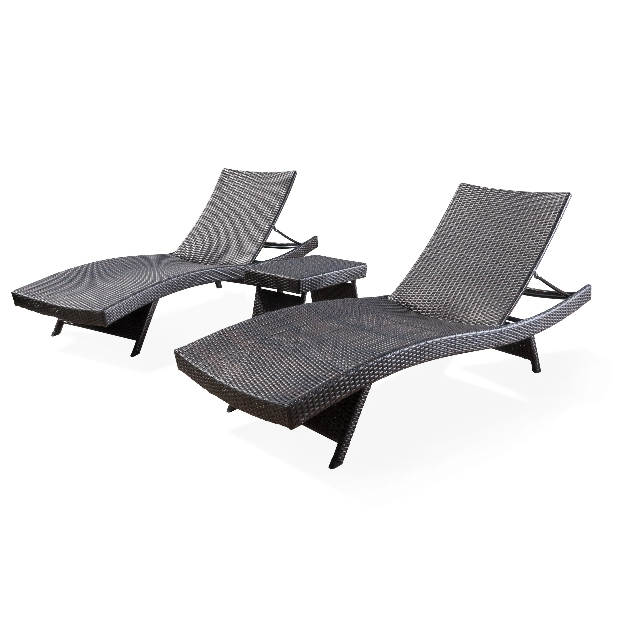 Lakeport 3pc Outdoor Wicker Chaise Lounge & Table Set - furnishings