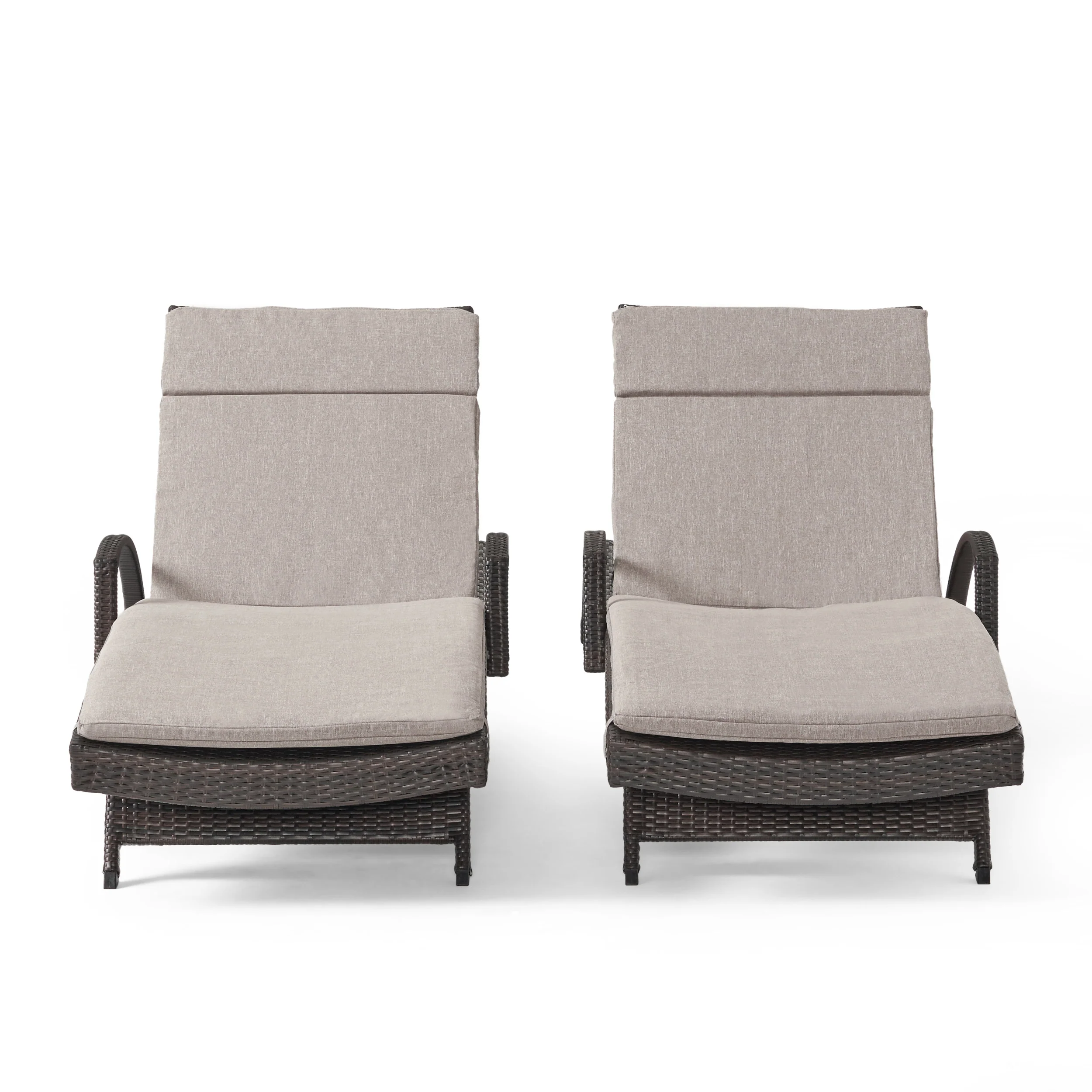 Lakeport Outdoor Wicker Armed Chaise Lounge Chairs w/ Cushions (set of 2) - furnishings
