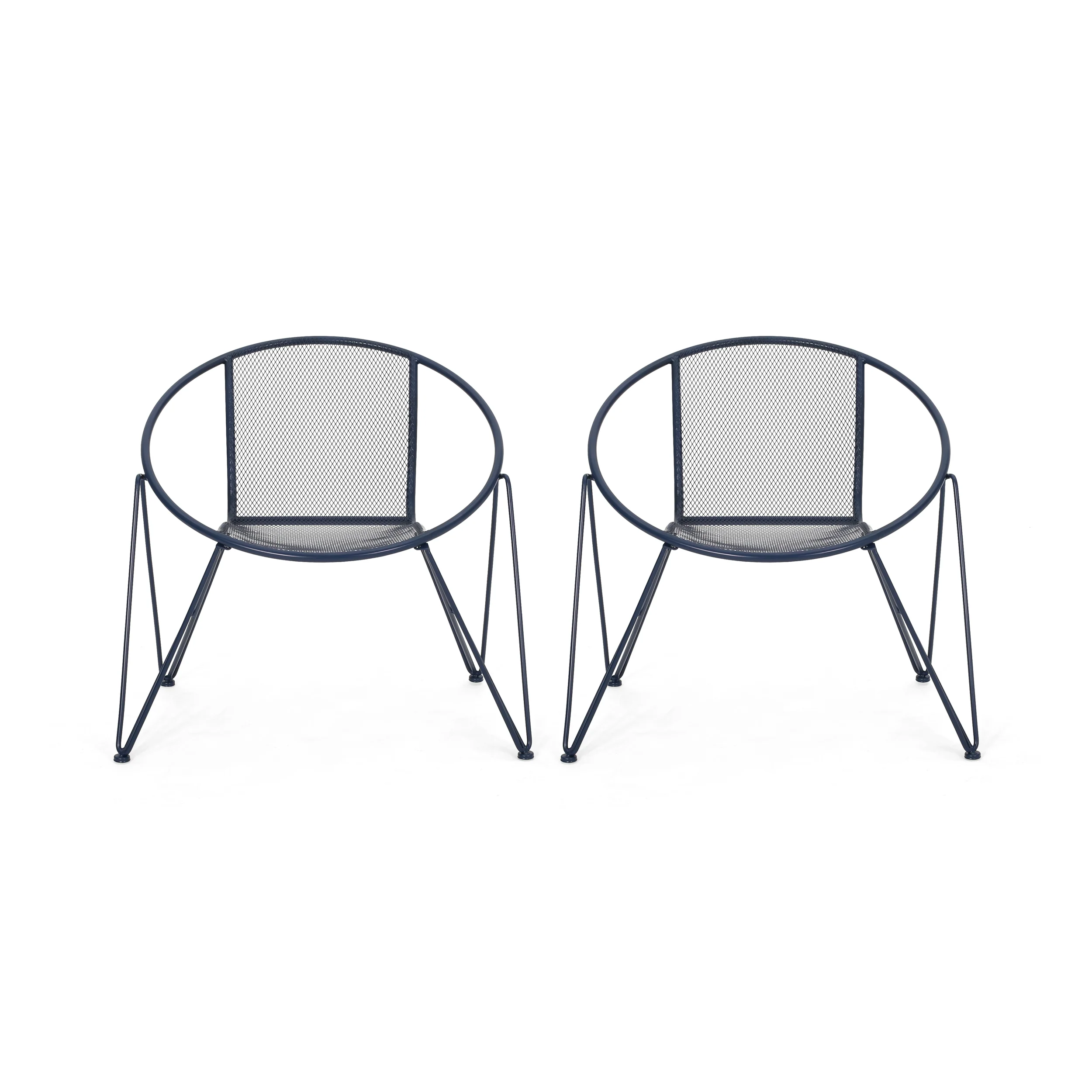 Graham Modern Outdoor Iron Club Chair (Set of 2) - furnishings