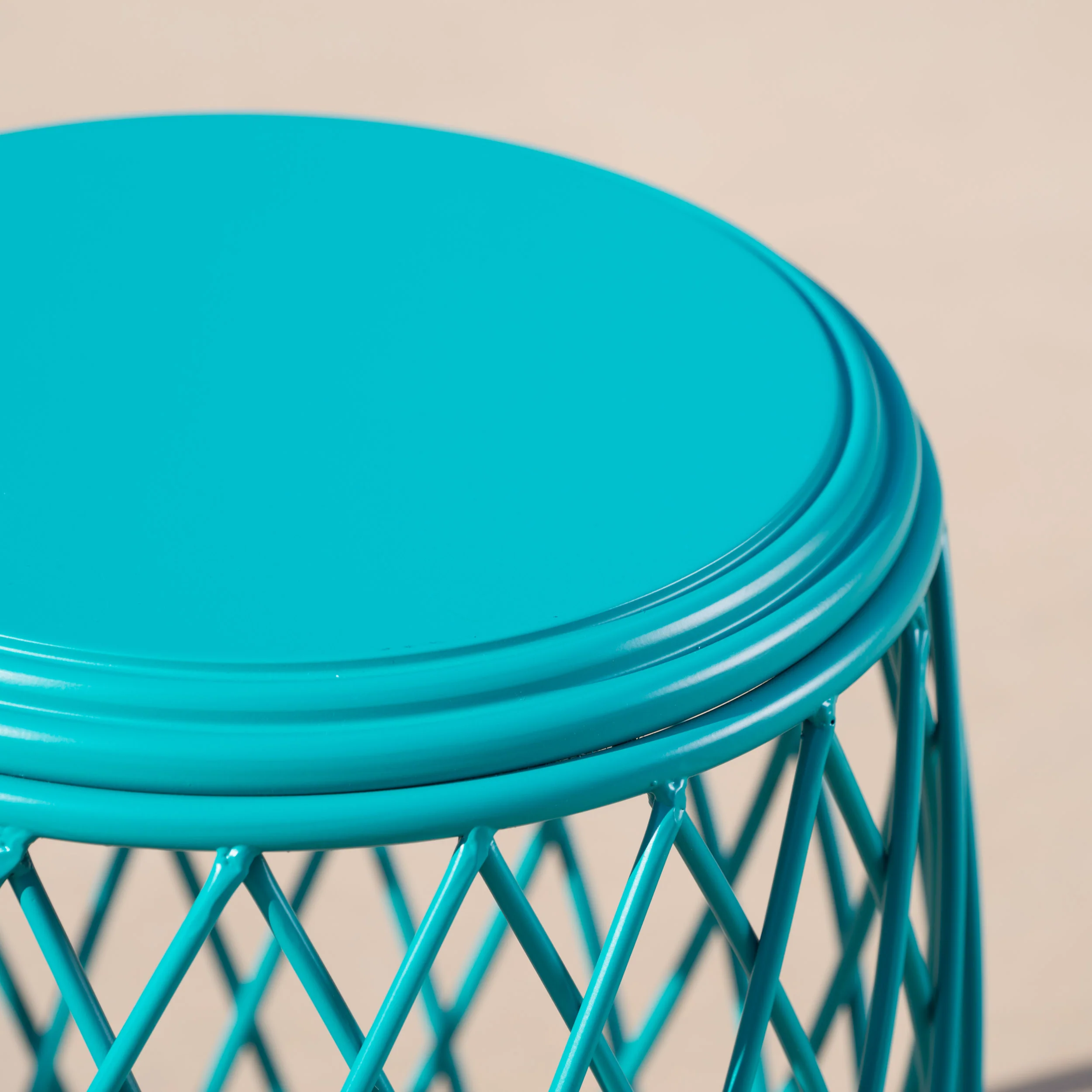 Jadien Outdoor 19 Inch Diameter Lattice Iron Side Table - furnishings
