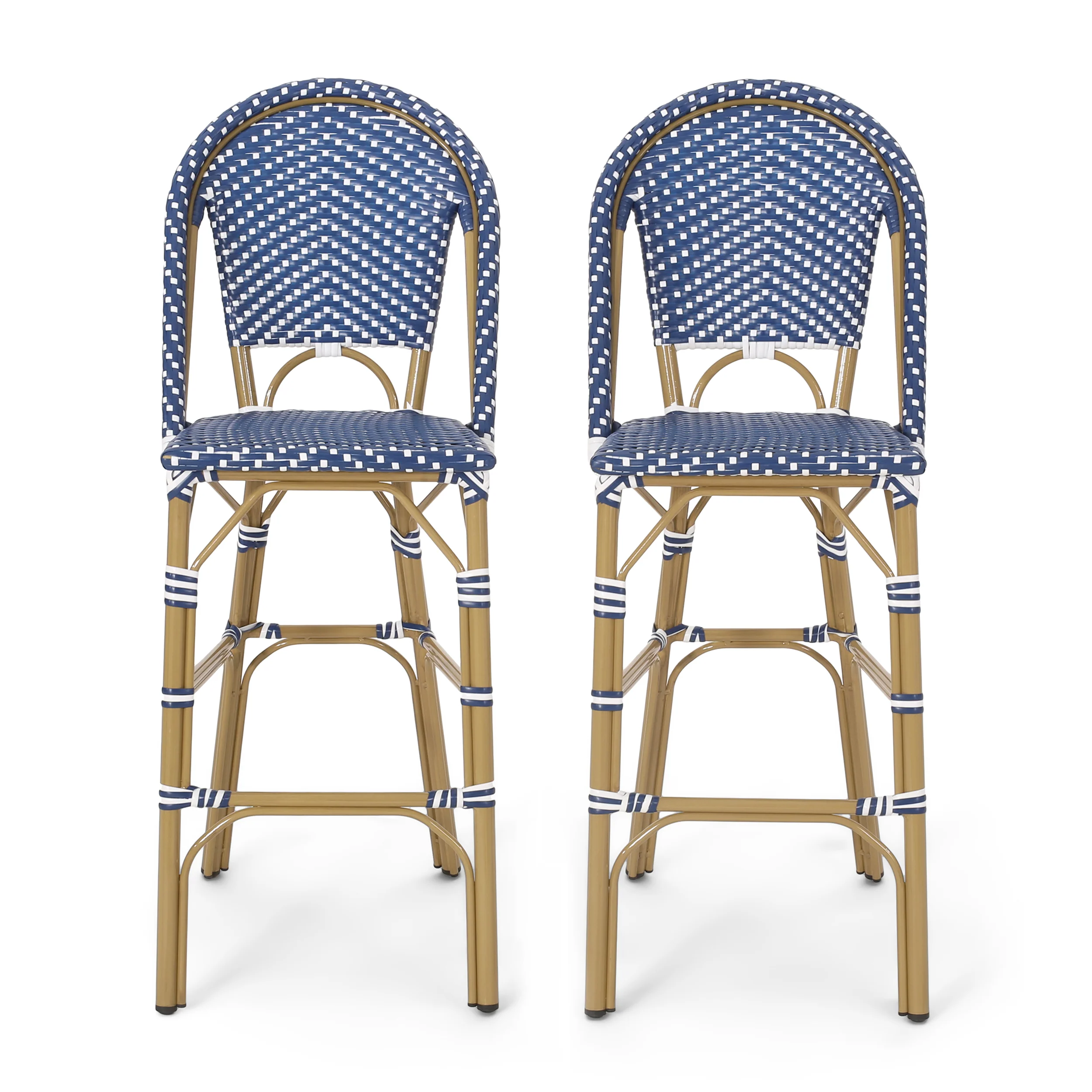 Grelton Outdoor Aluminum French Barstools, Set of 2 - furnishings
