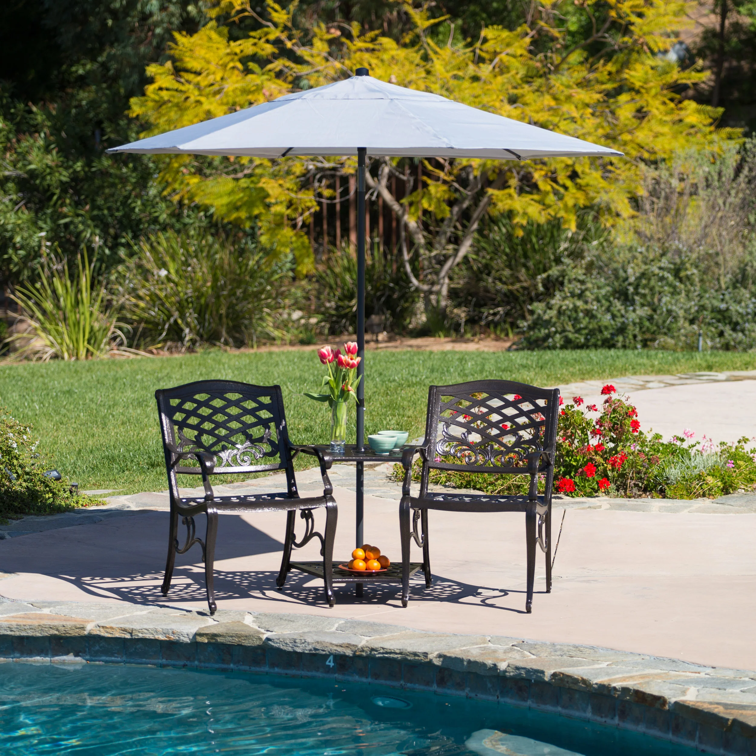 Prague Outdoor Cast Aluminum 2-Seater Set - furnishings