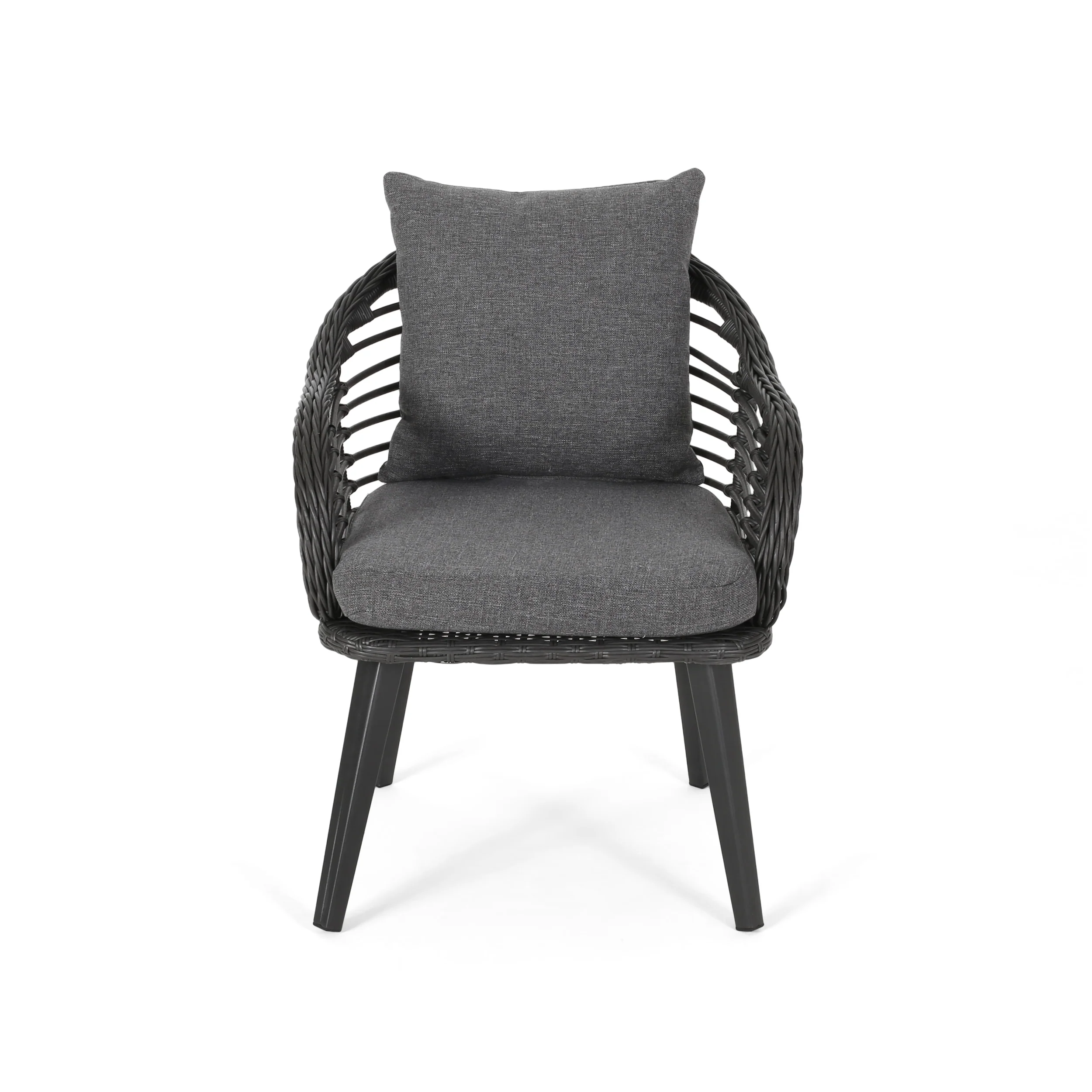 Evvy Outdoor Modern Boho 2 Seater Wicker Chat Set with Side Table - furnishings