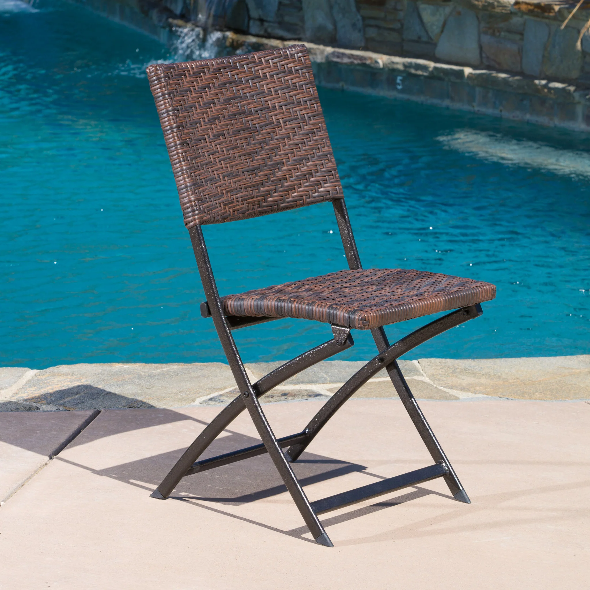 Cantinela 3pc Outdoor Wicker Folding Bistro Set - furnishings
