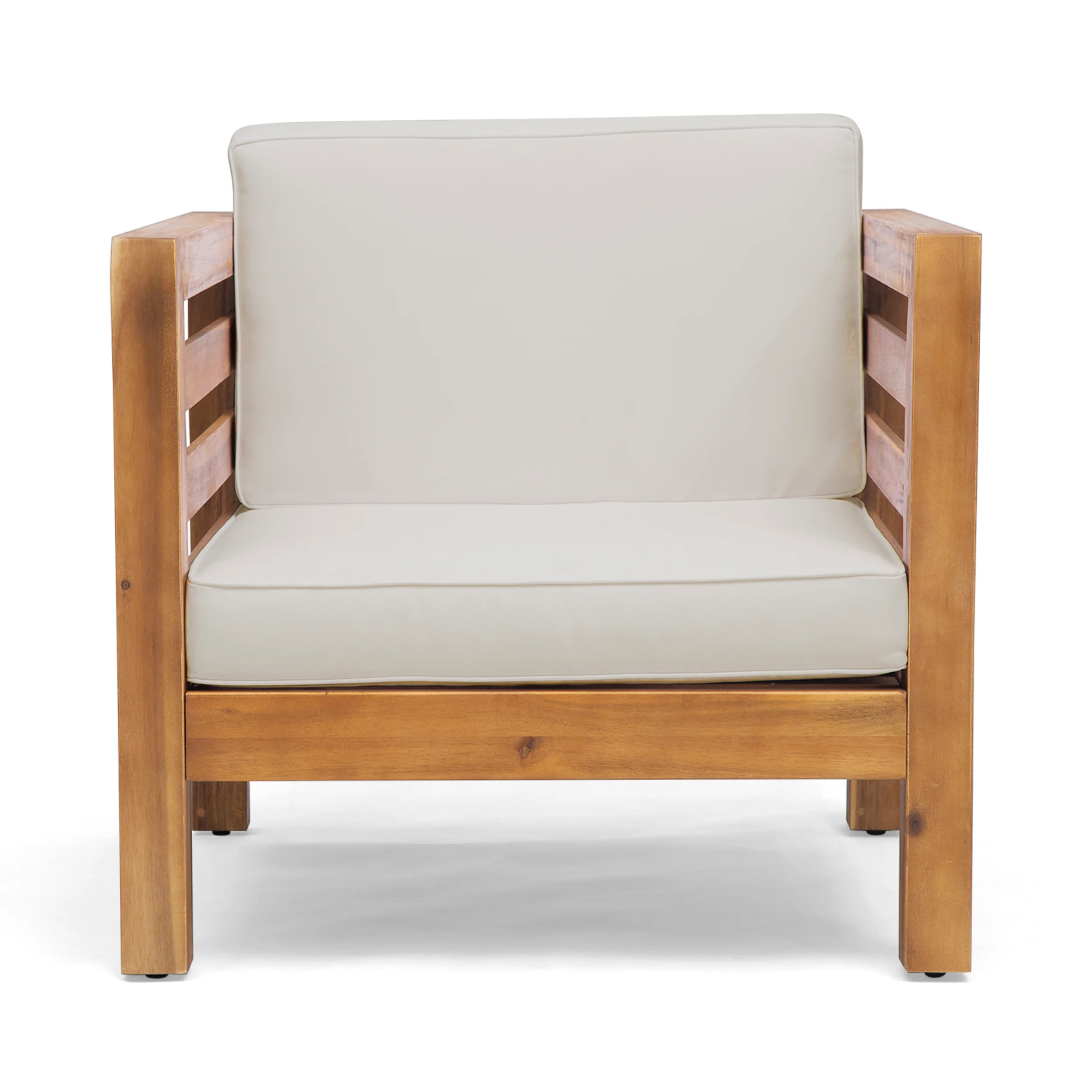 Louise Outdoor Acacia Wood Club Chair with Cushion - furnishings