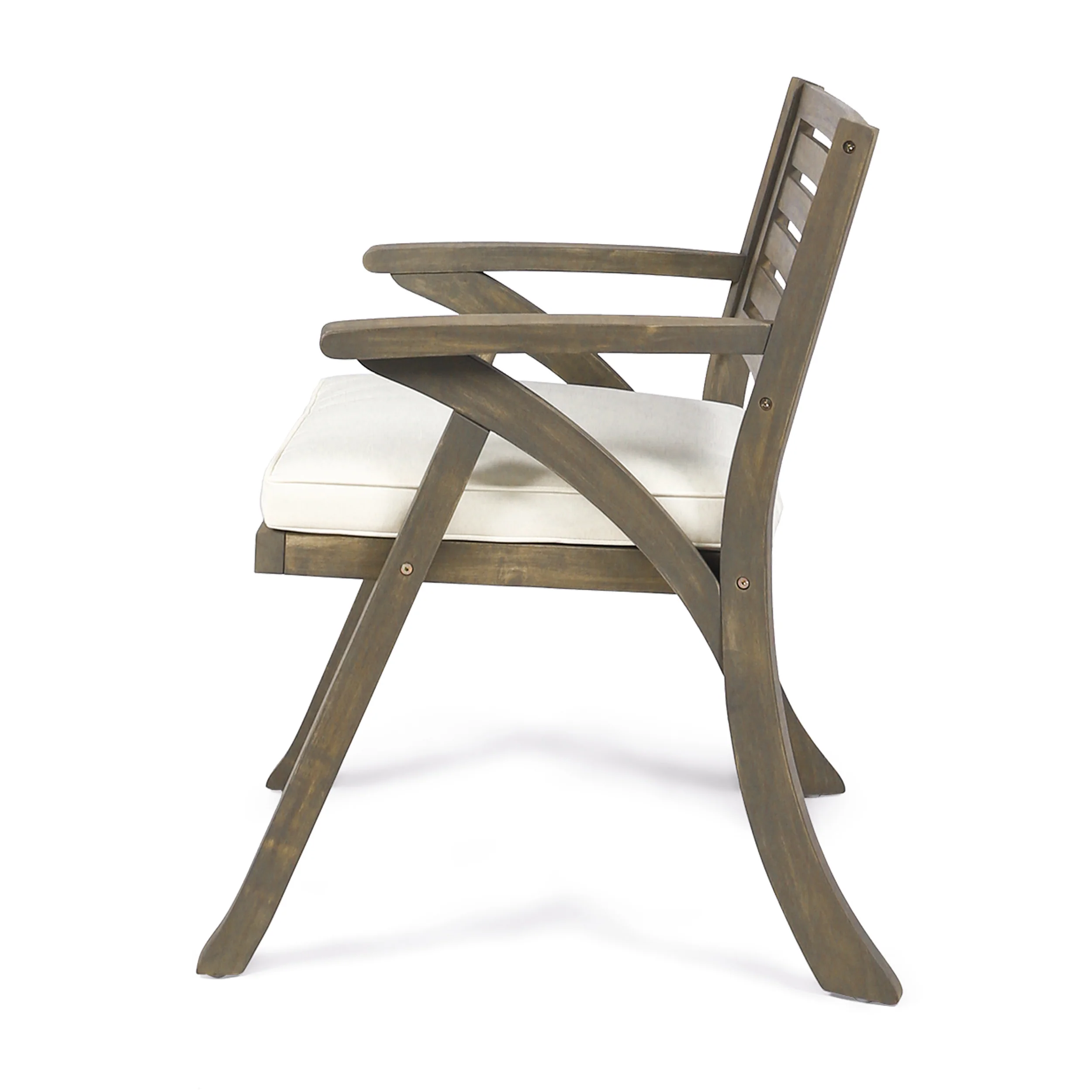 Sean Outdoor Acacia Wood Dining Chair, Gray and Cr?§?§me - furnishings