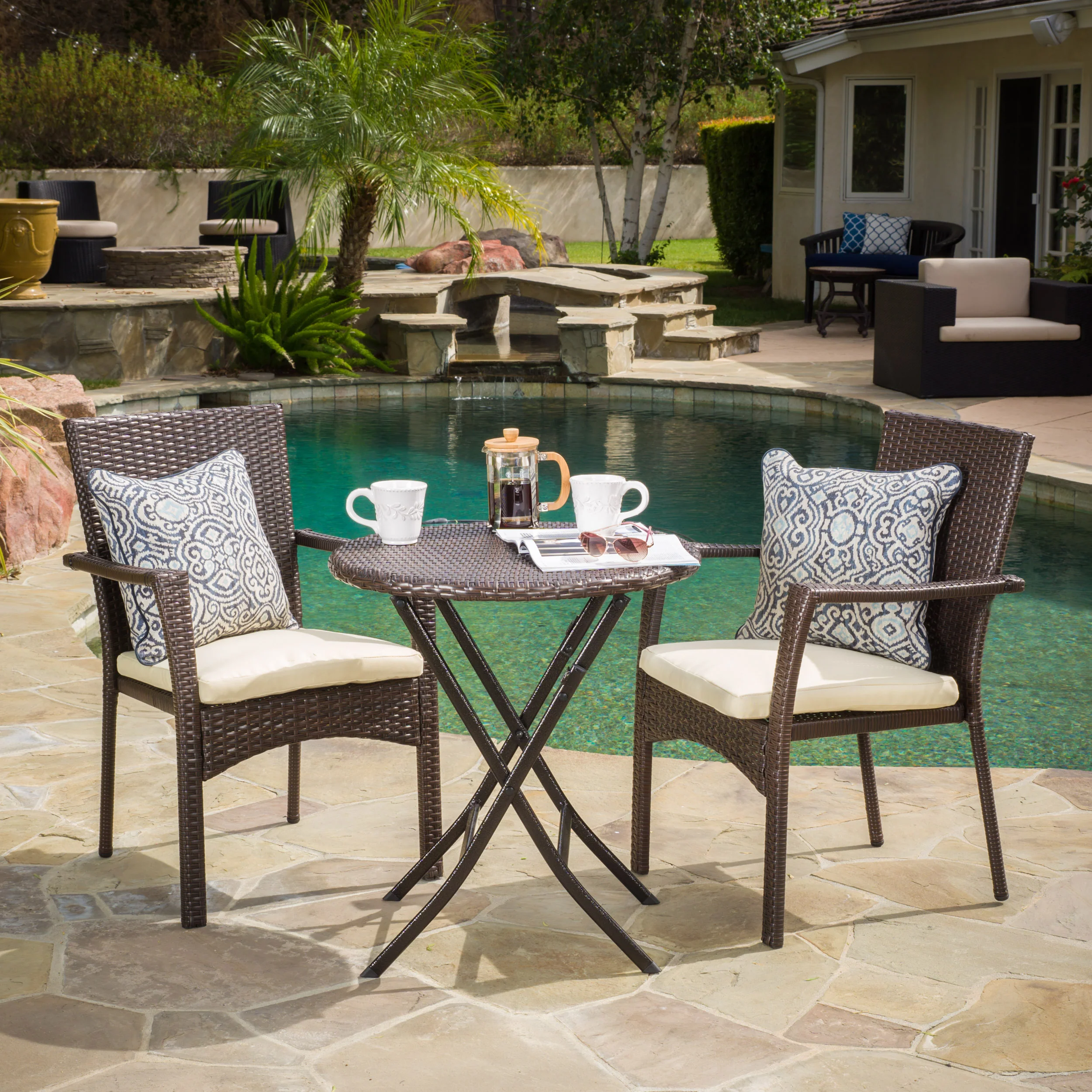 Finnish Outdoor Wicker Bistro Set - furnishings