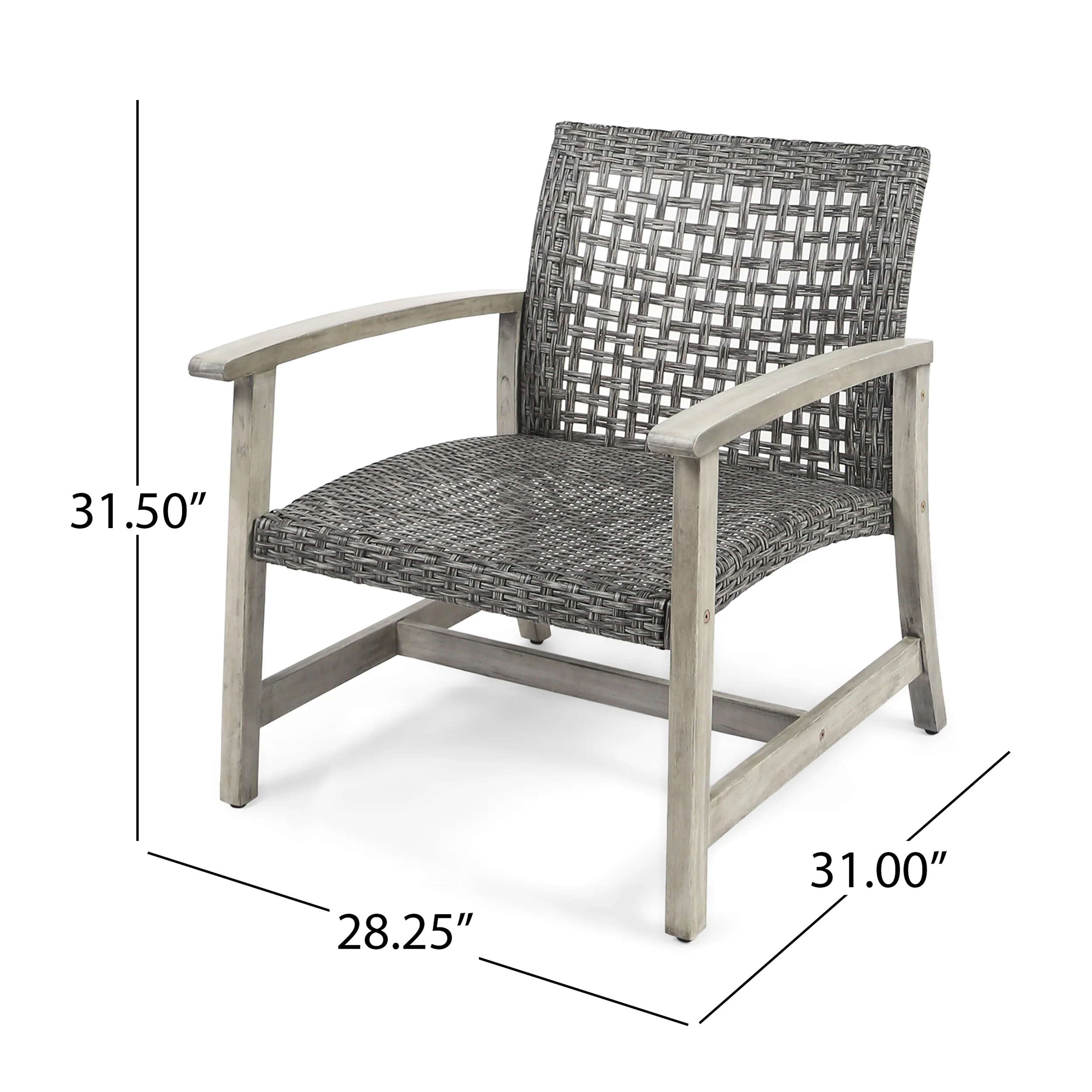 Alyssa Outdoor 6 Piece Wood and Wicker Chat Set - furnishings