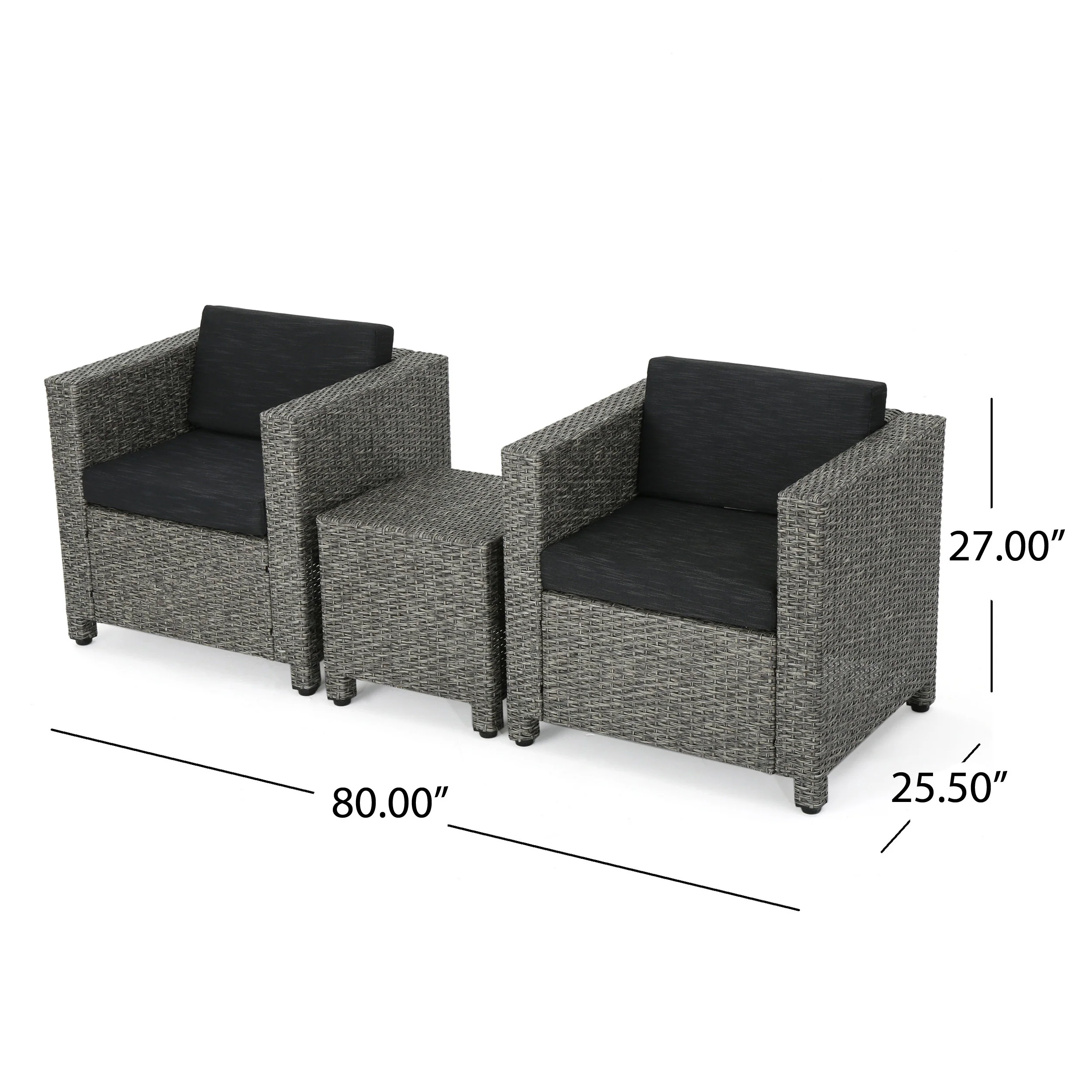 Venice 2-Seater Outdoor Chat Set with Side Table - furnishings