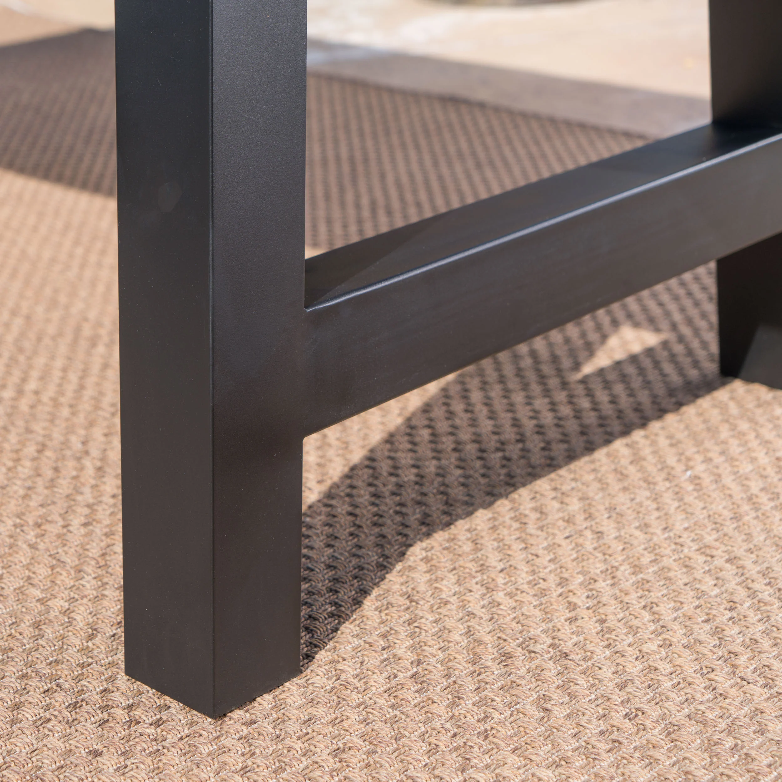 Doris Outdoor Gray Stone Finish Light Weight Concrete Dining Table - furnishings