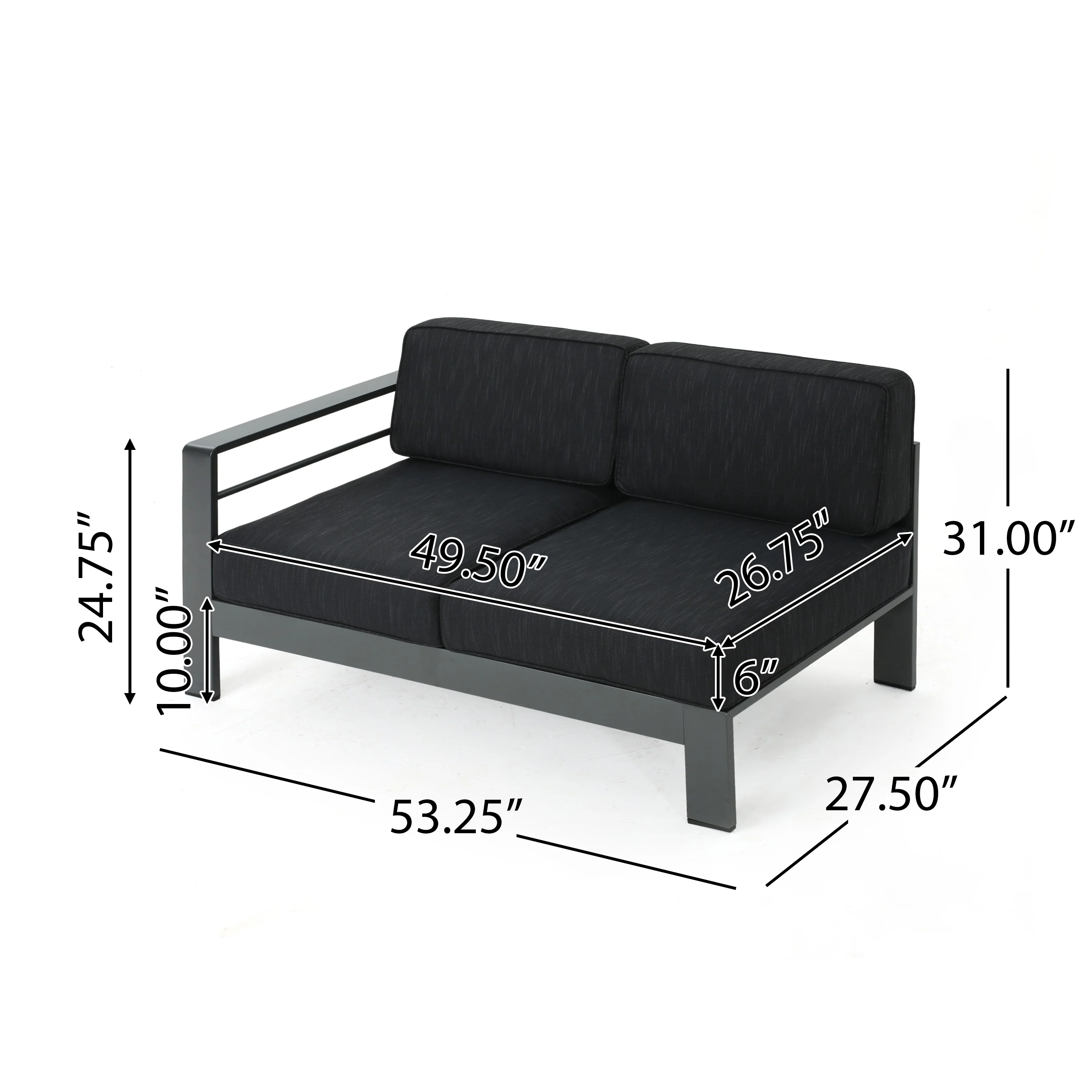 Coral Bay Outdoor Gray Aluminum 4 Piece V-Shape Sectional Sofa Set - furnishings