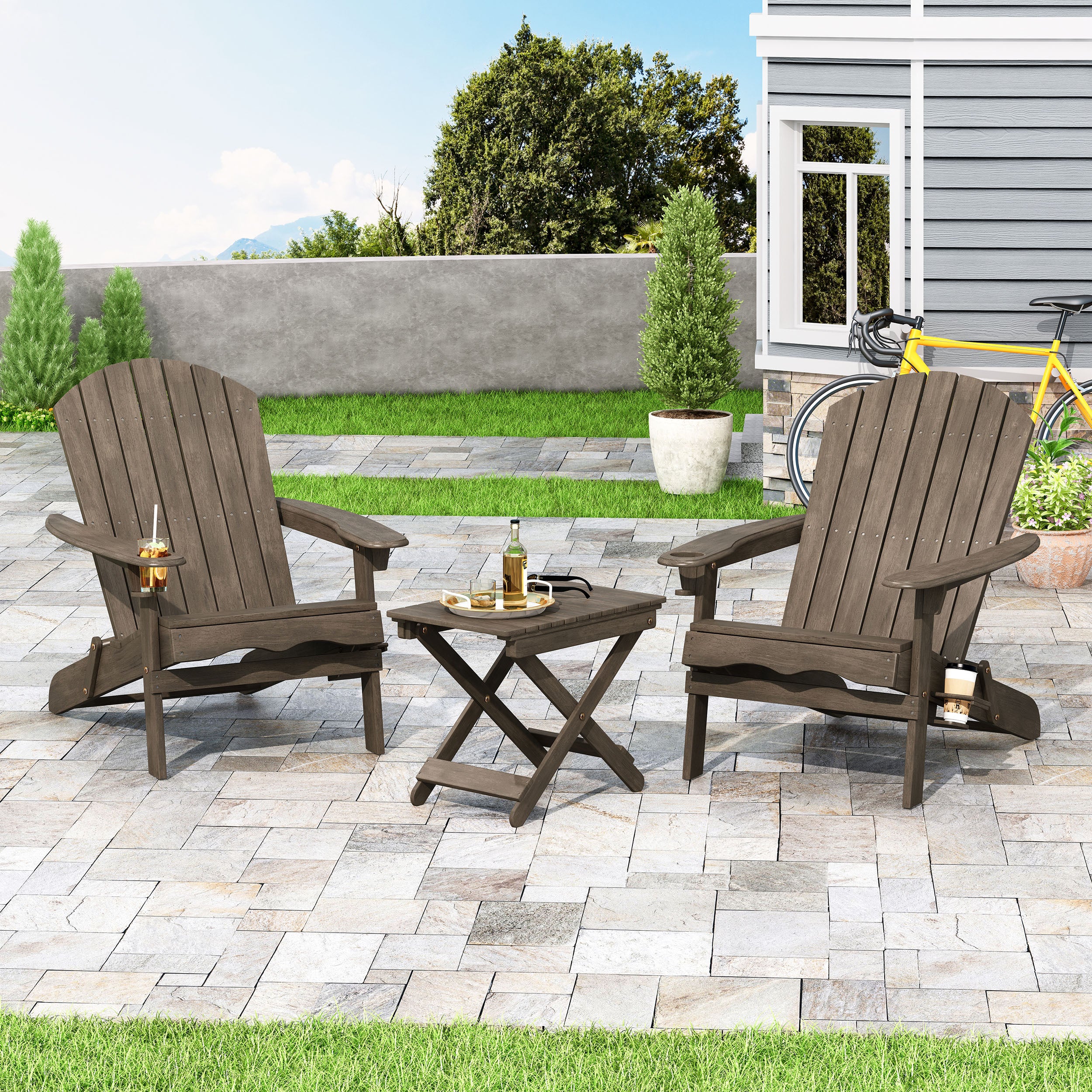 Kandyce Outdoor Acacia Wood 2 Seater Folding Chat Set - furnishings