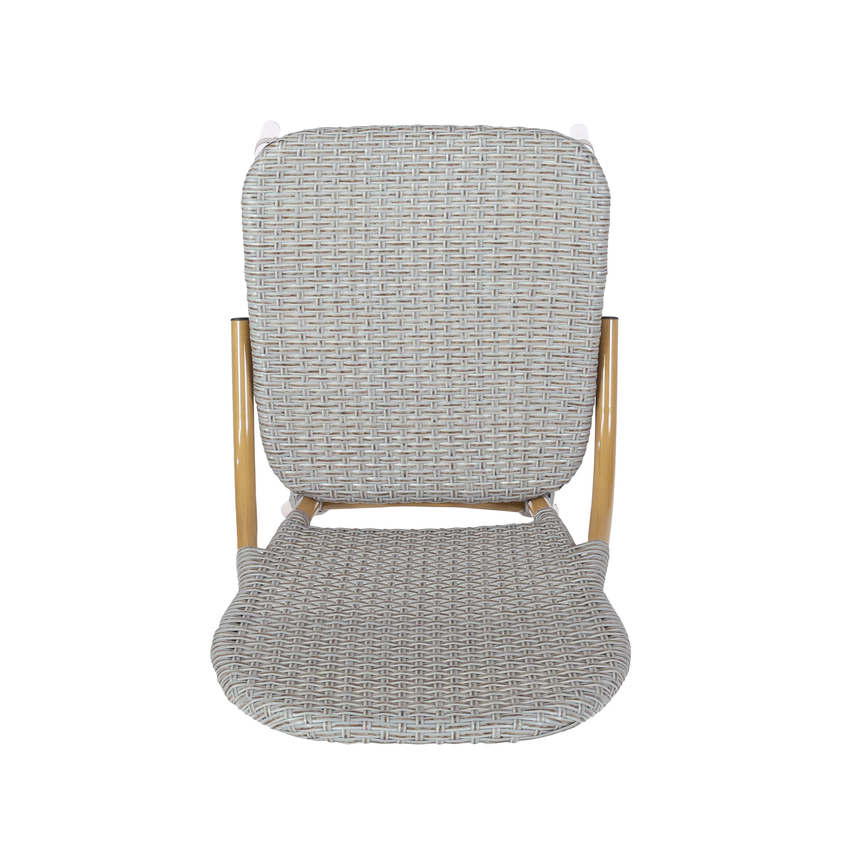 Gallia Outdoor Aluminum French Bistro Chairs, Set of 2, Grey and Bamboo Finish - furnishings