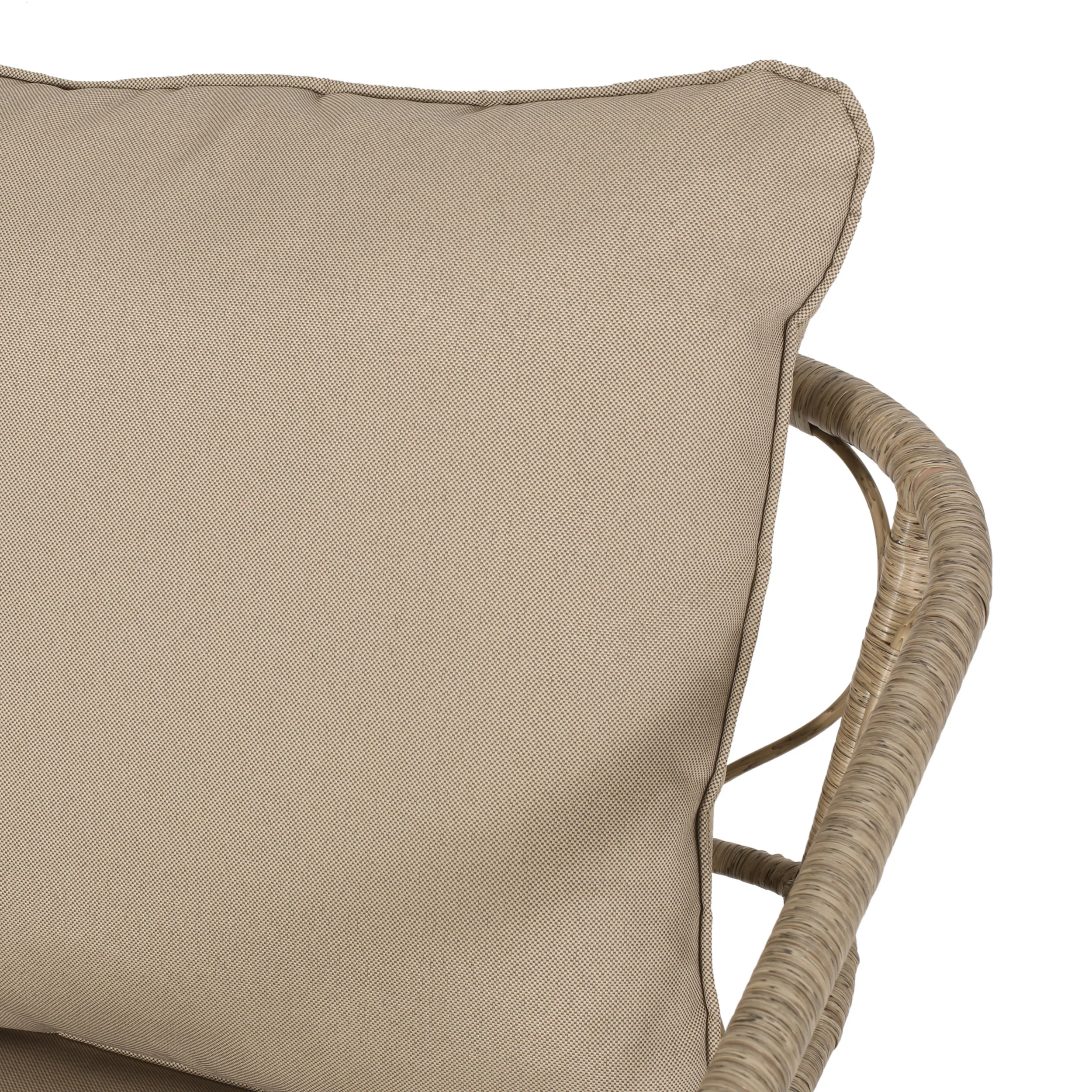 Colmar Outdoor Wicker 4 Seater Chat Set with Cushions, Light Brown and Beige - furnishings