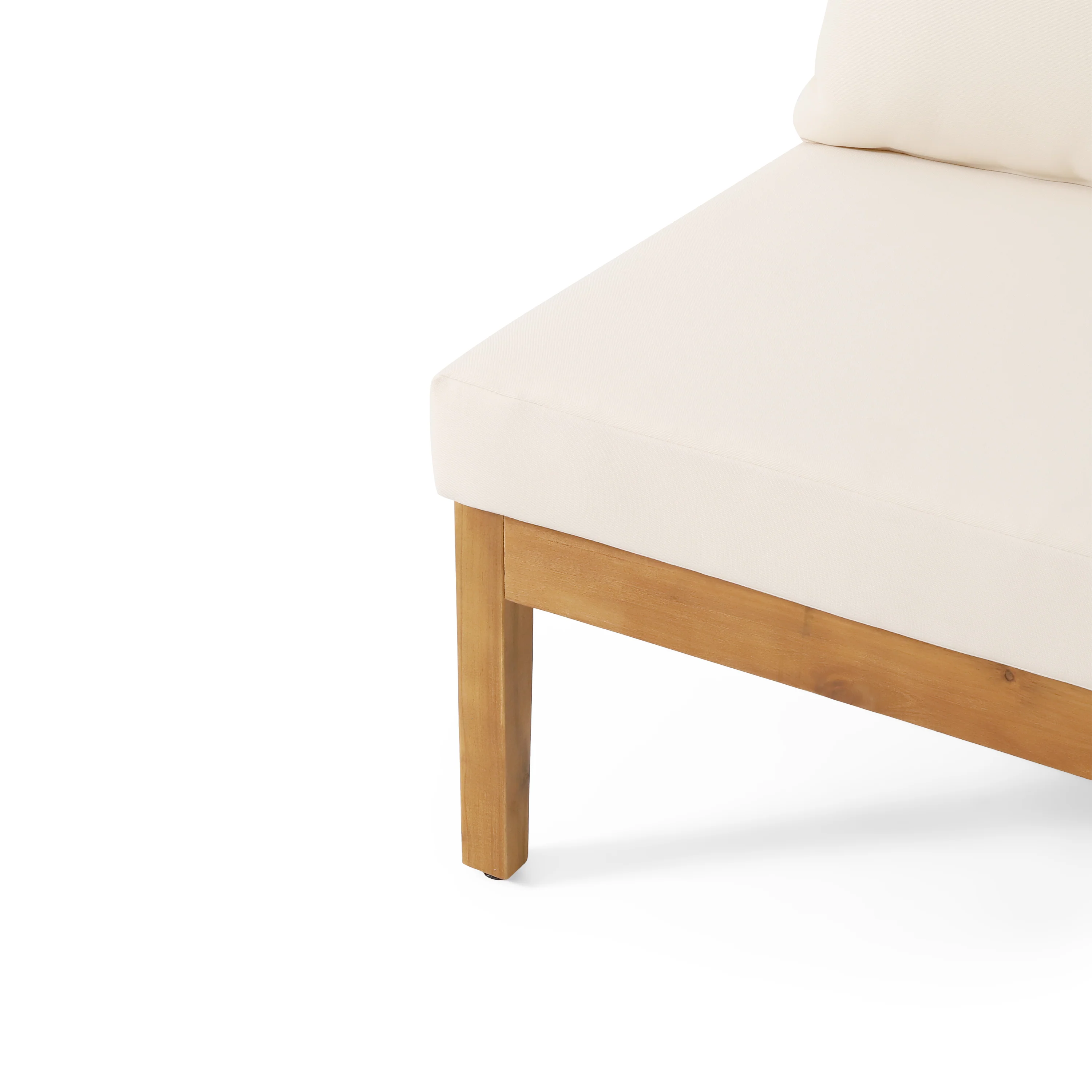 Brooklyn Outdoor Acacia Wood 5 Seater Sectional Sofa Chat Set with Cushions, Teak and Beige - furnishings