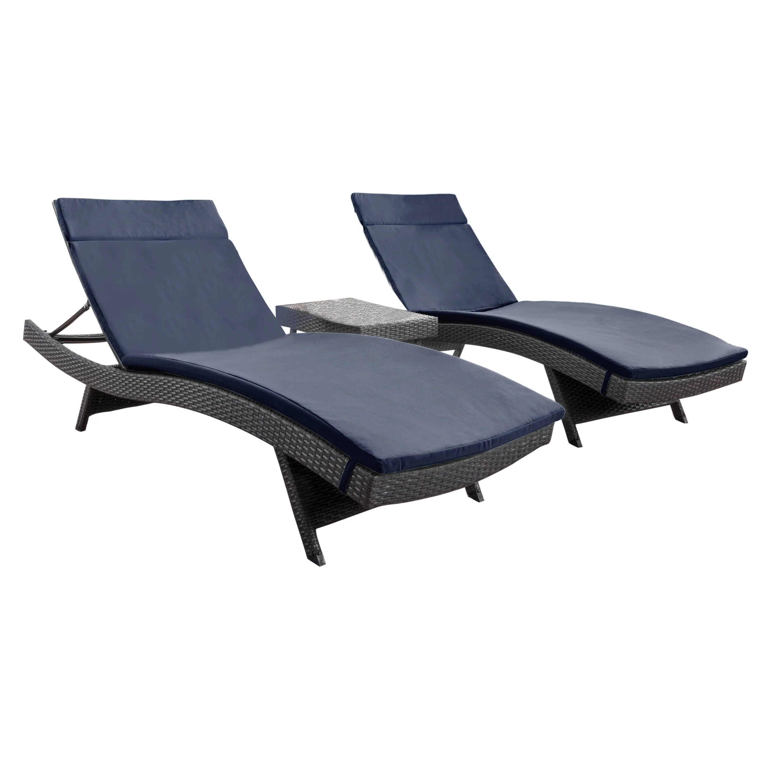 Lakeport 3pc Outdoor Wicker Chaise Lounge Chair & Table Set - furnishings