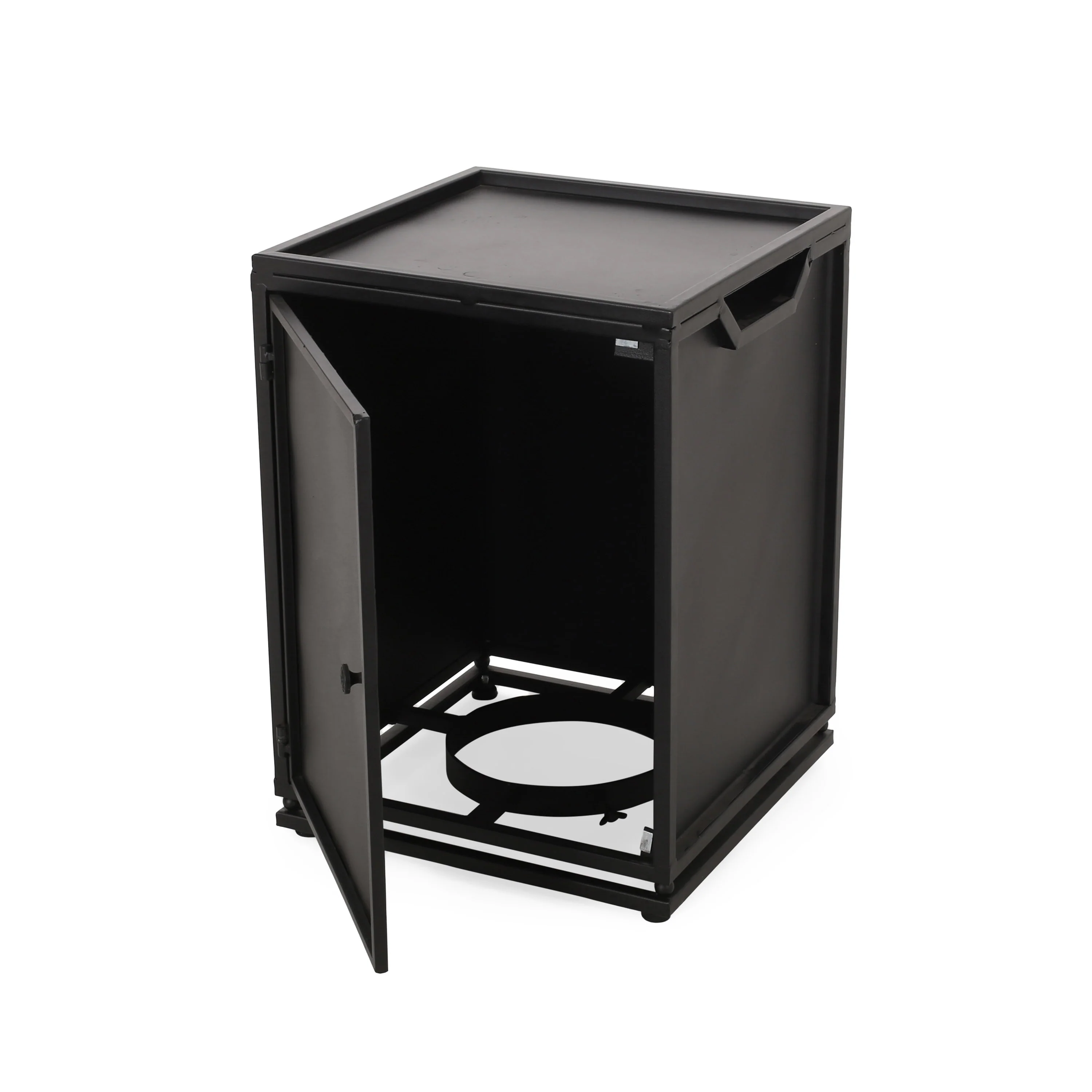Kenny Outdoor 4-Seater Aluminum Chat Set with Fire Pit and Tank Holder - furnishings
