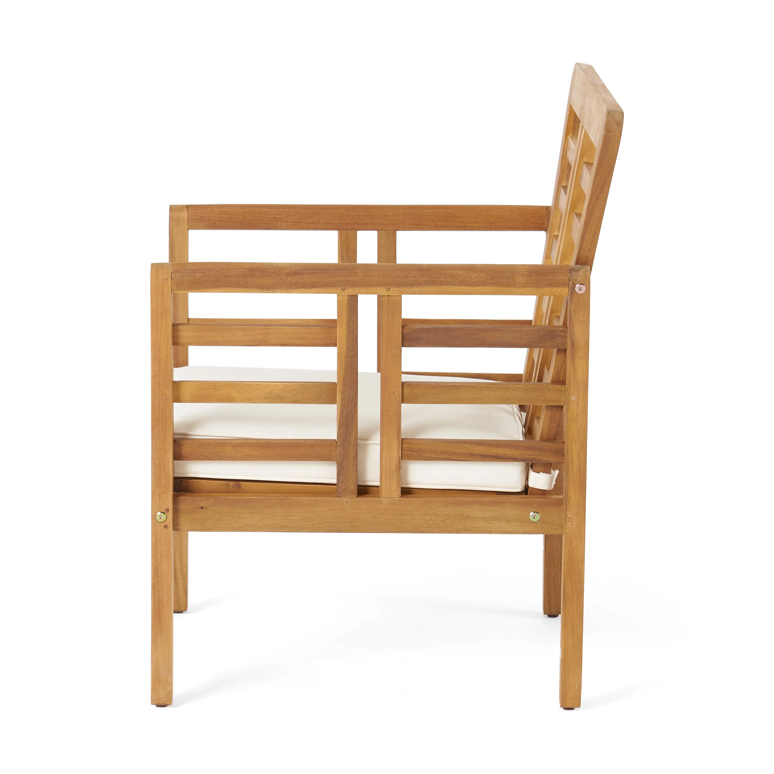 Laurier Outdoor Acacia Wood Club Chair and Coffee Table Set with Cushions - furnishings