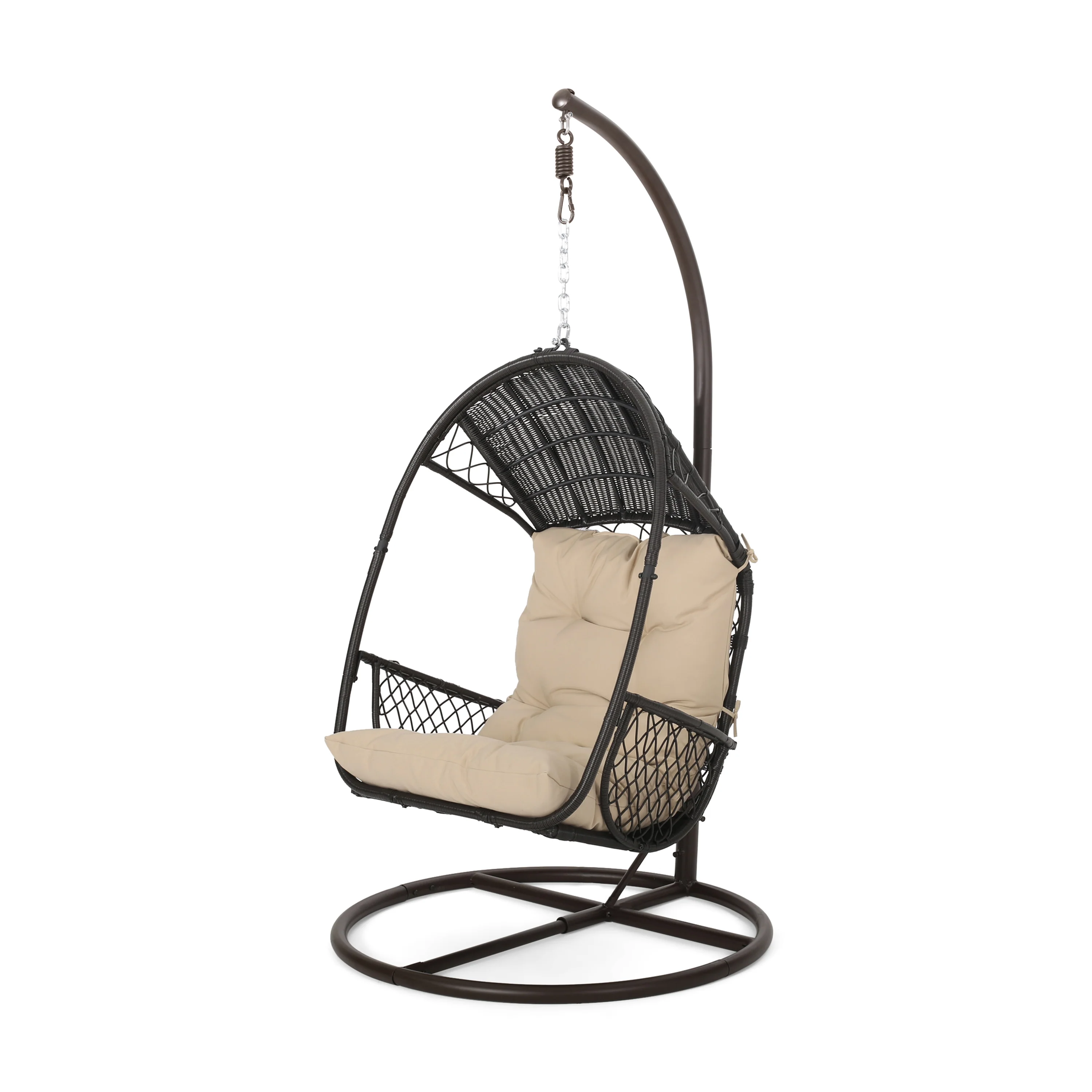 Primo Outdoor Wicker Hanging Basket Egg Chair with Stand - furnishings