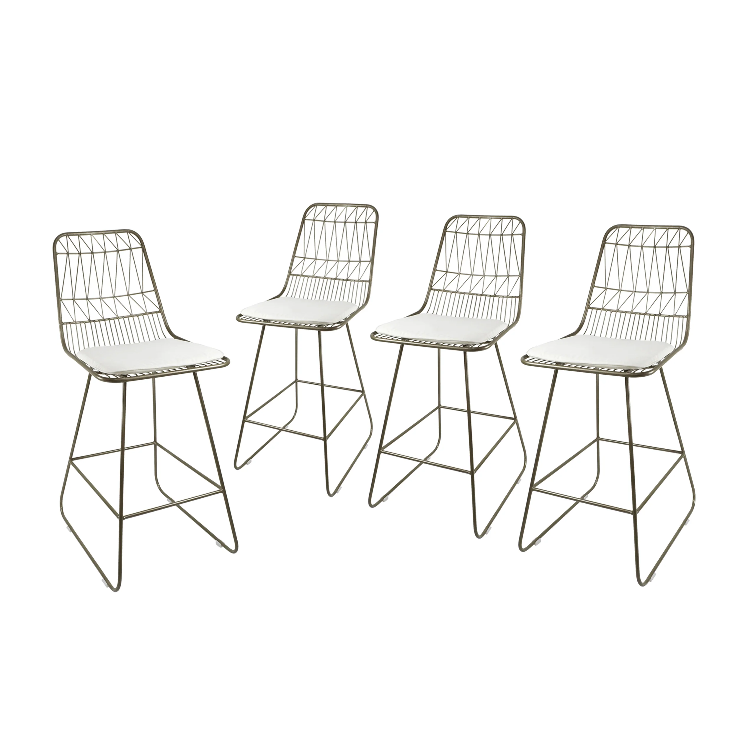 Hedy Outdoor Wire Counter Stools with Cushions (Set of 4) - furnishings