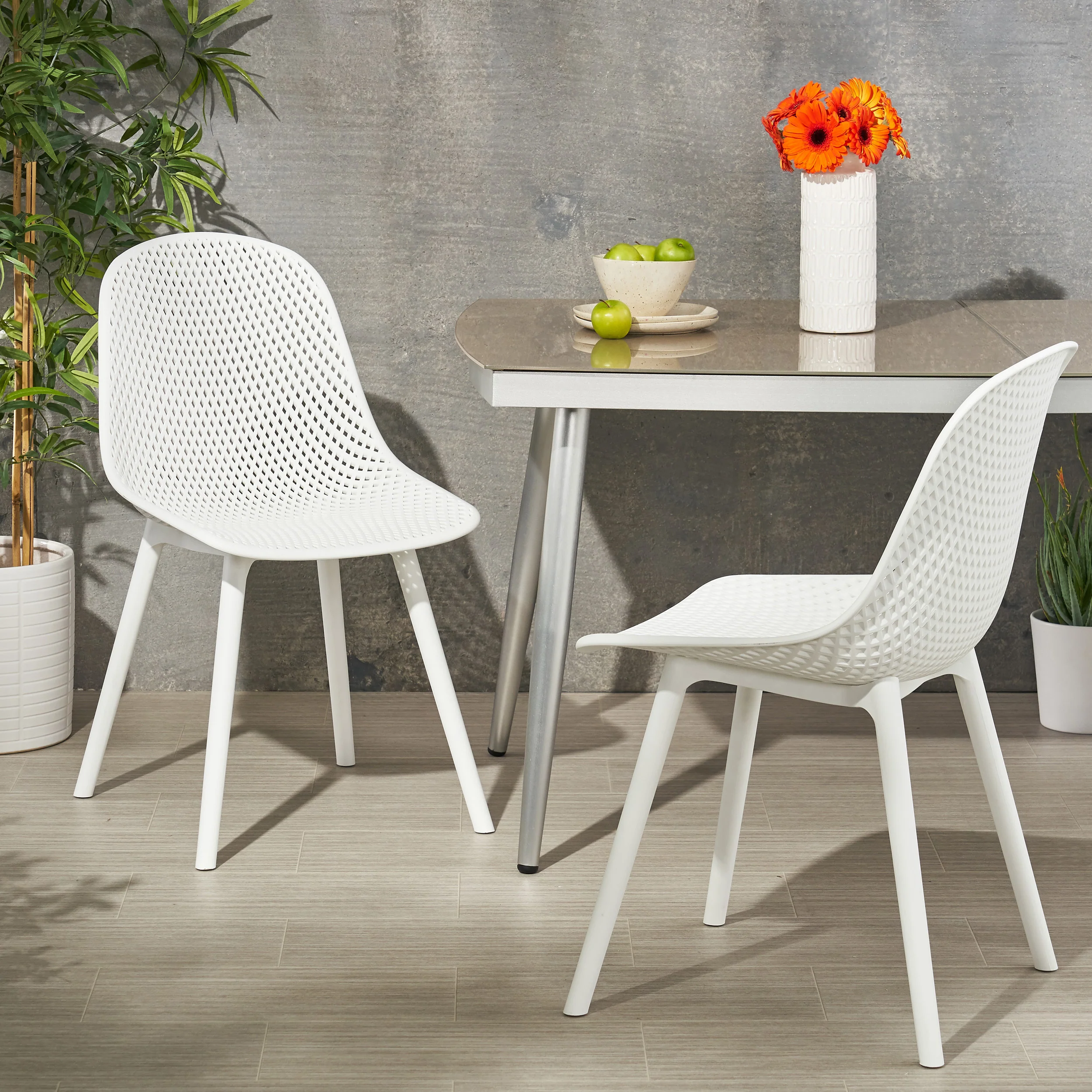 Yazmeen Outdoor Modern Dining Chair (Set of 2) - furnishings