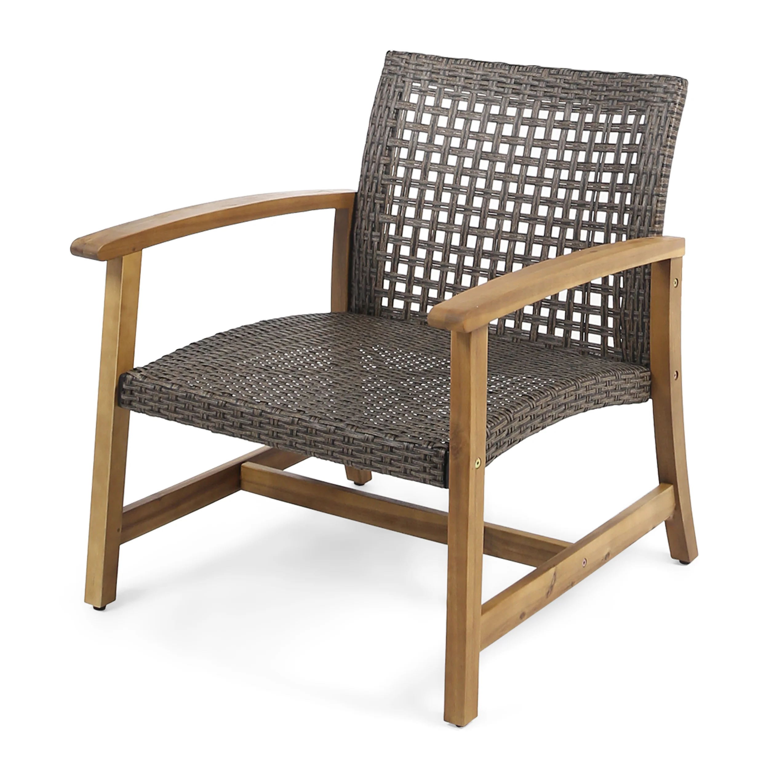 Tabby Outdoor 6 Piece Wood and Wicker Chat Set with Fire Pit - furnishings