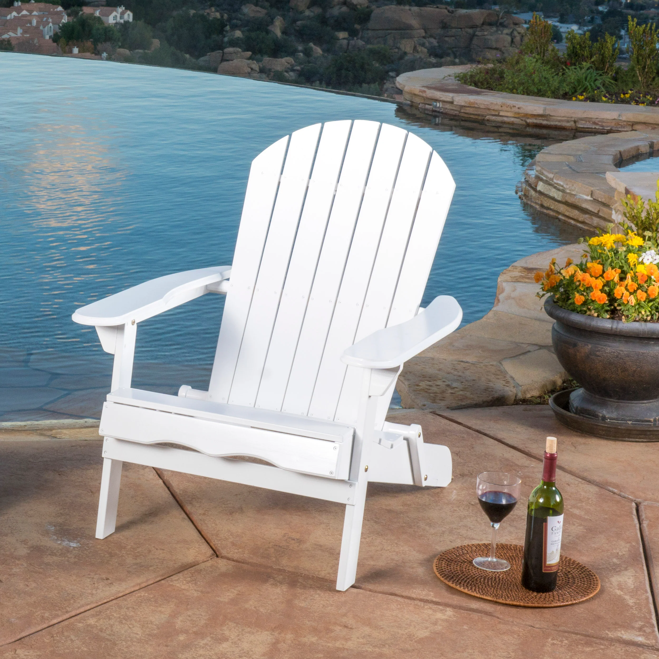 Kono Outdoor Acacia Wood Reclining Adirondack Chair with Footrest - furnishings