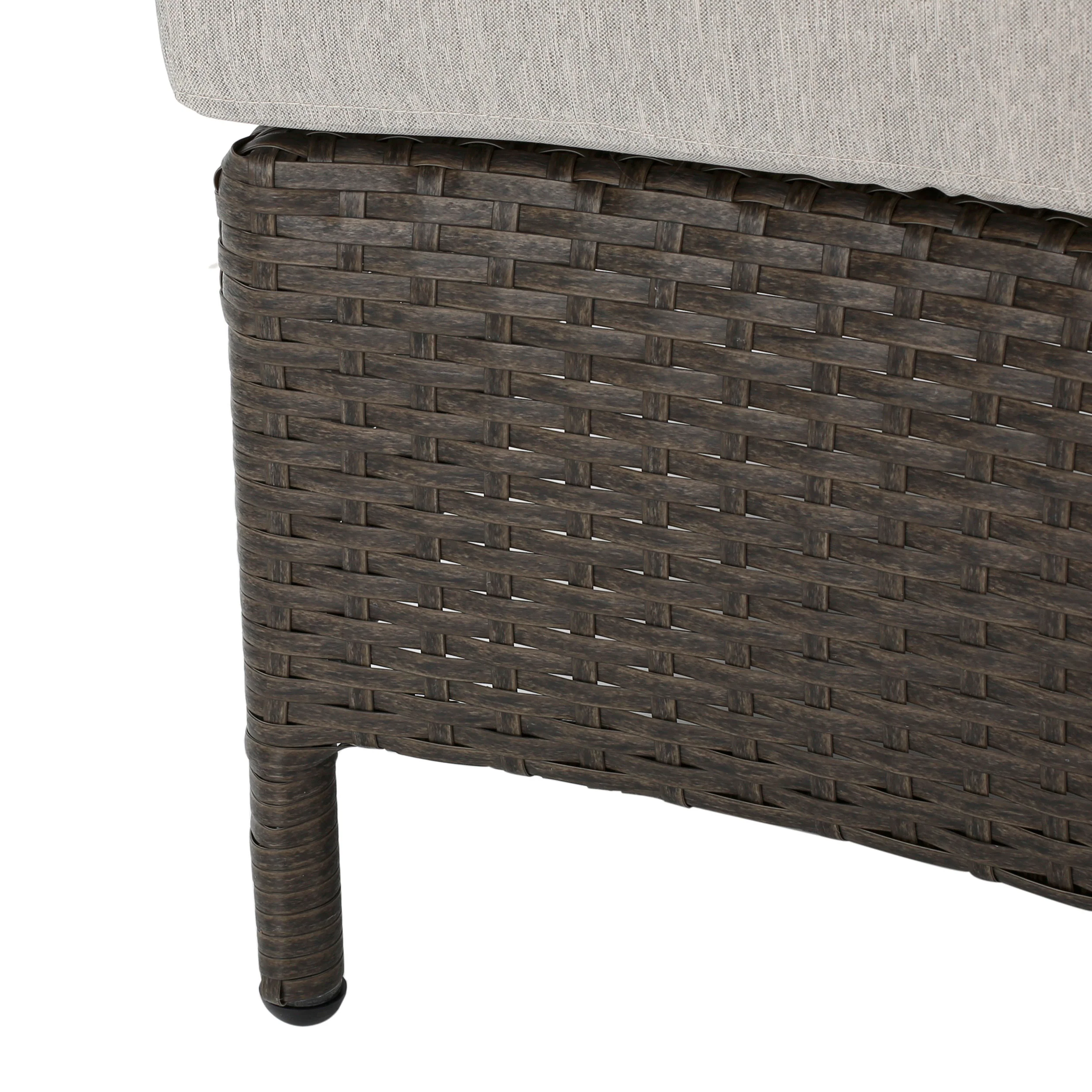Harper Outdoor Wicker Curved Loveseat Sectional with Cushions - furnishings