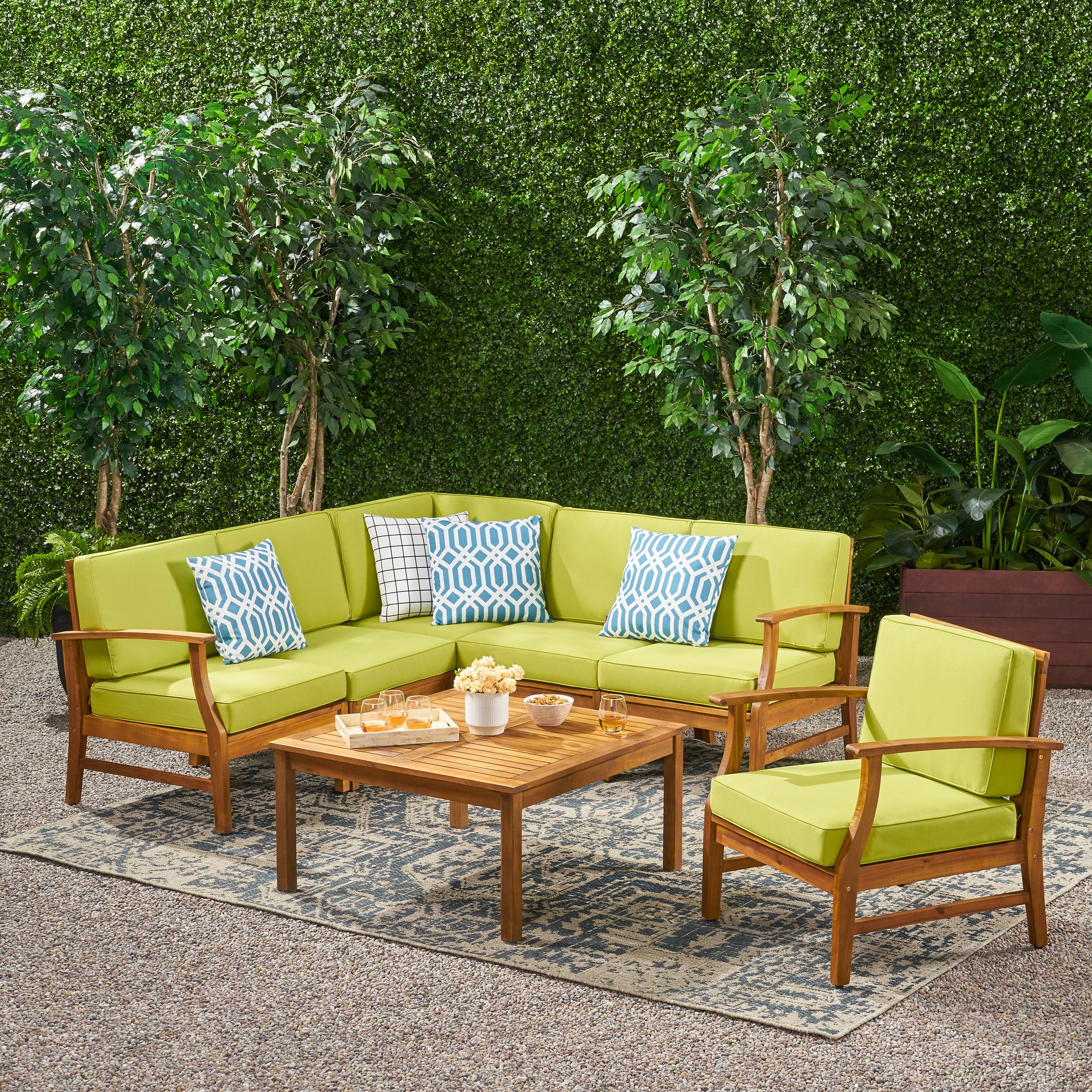 Capri 6-Seater Outdoor Wooden Sectional - furnishings