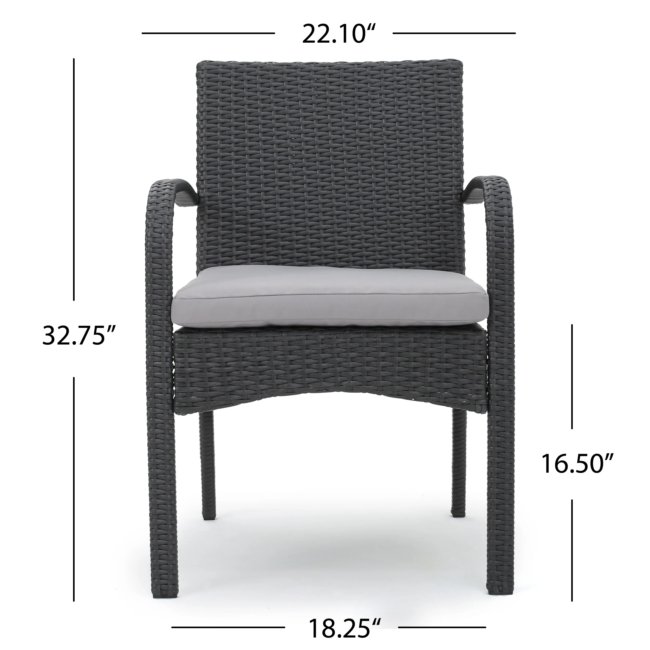 El Capitan Outdoor Grey Wicker Dining Chairs with Cushions (Set of 2) - furnishings