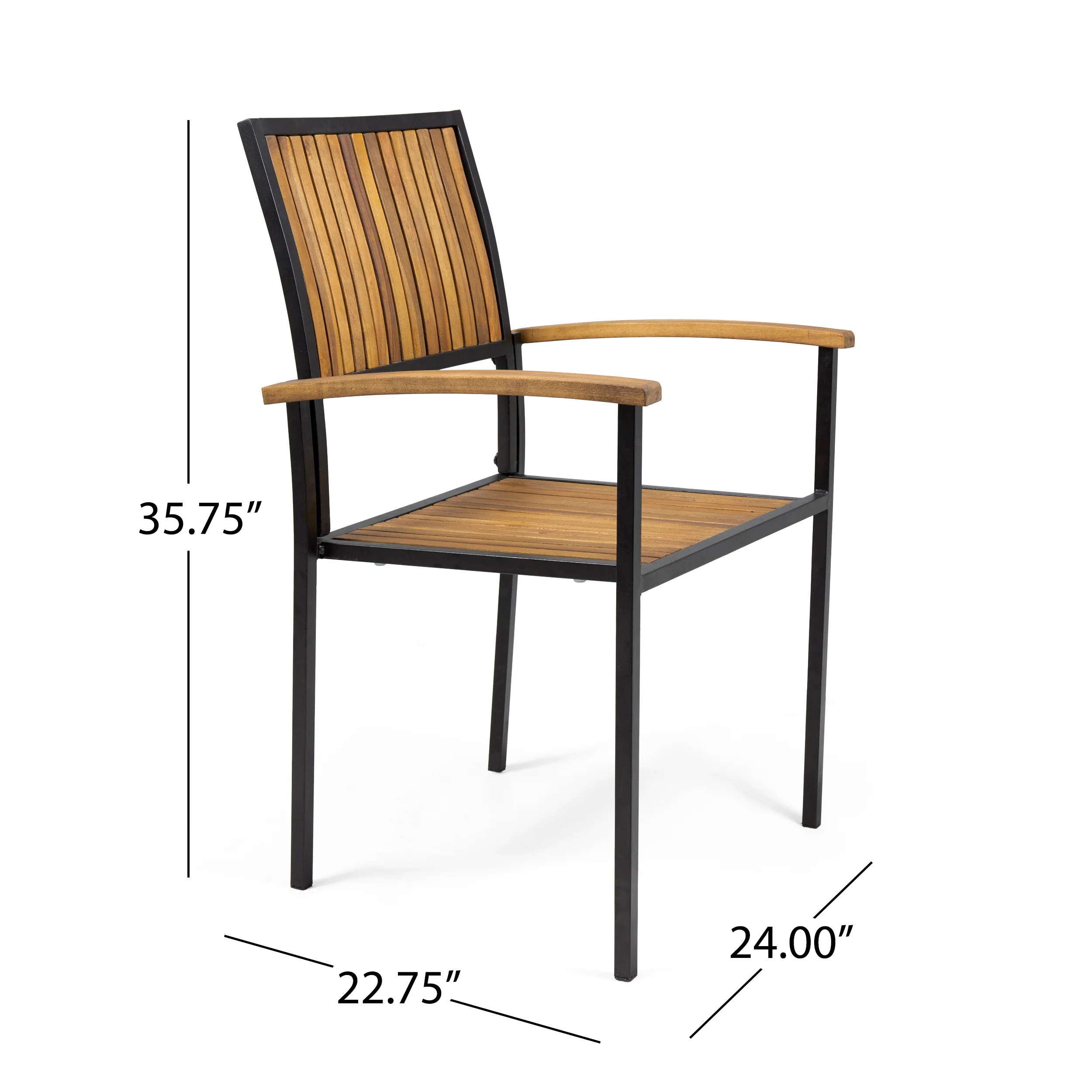 Owen Outdoor Wood and Iron Dining Chair (Set of 2) - furnishings