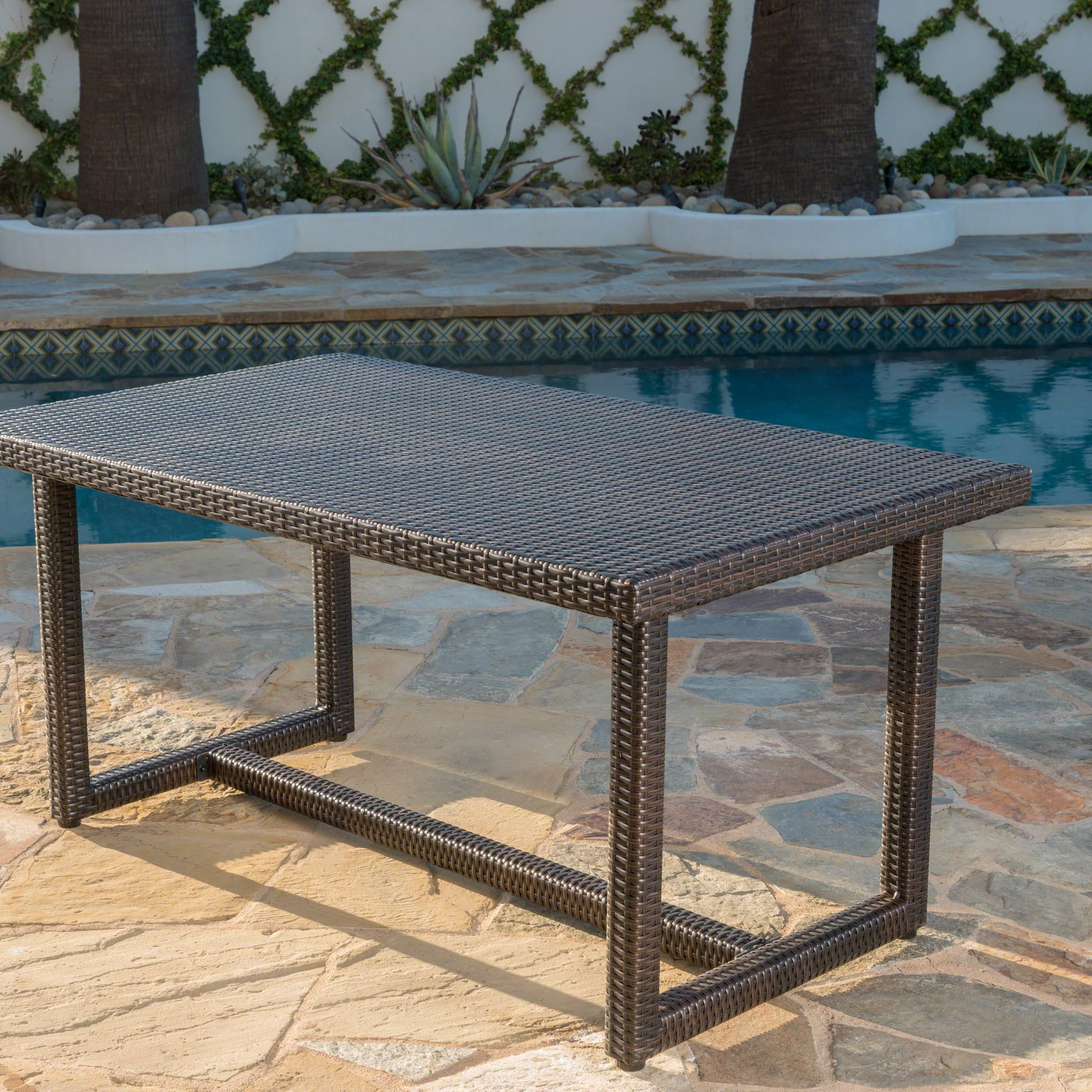 Malibu Outdoor 59 Inch Wicker Dining Table - furnishings