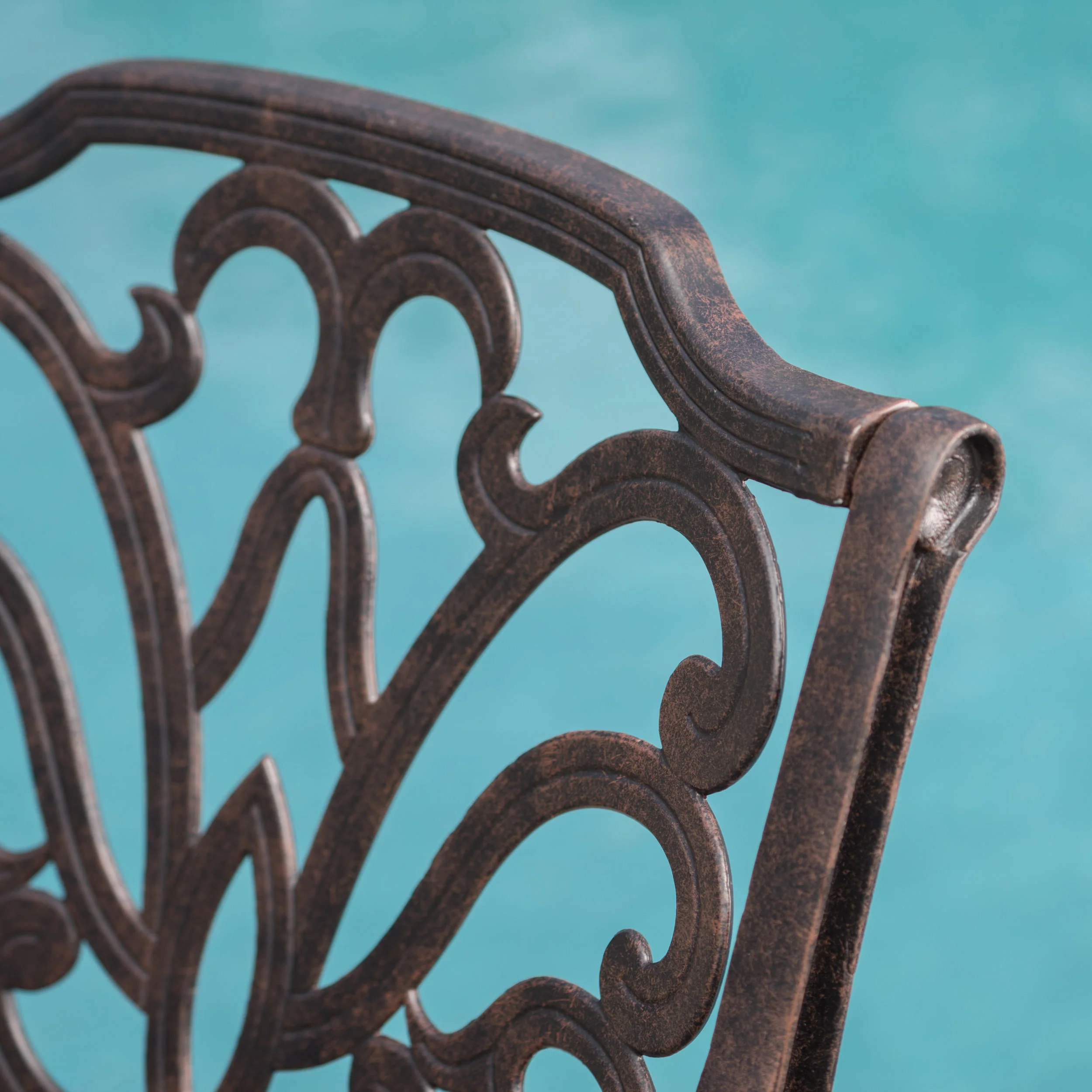 Louis Outdoor 3 Piece Bronze Finished Cast Aluminum Chat Set - furnishings