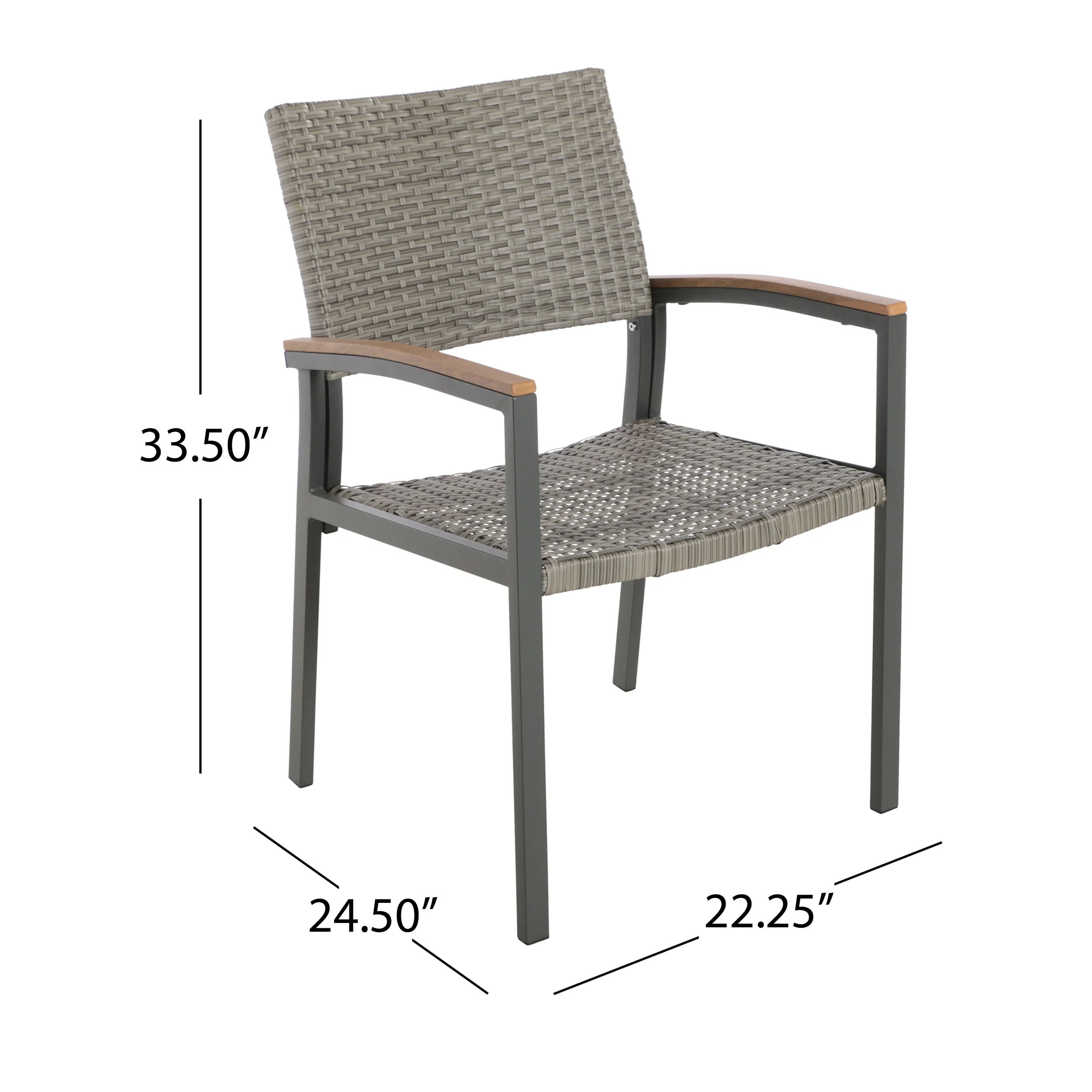 Swarthmore Outdoor Aluminum Dining Chairs with Faux Wood Accents - furnishings