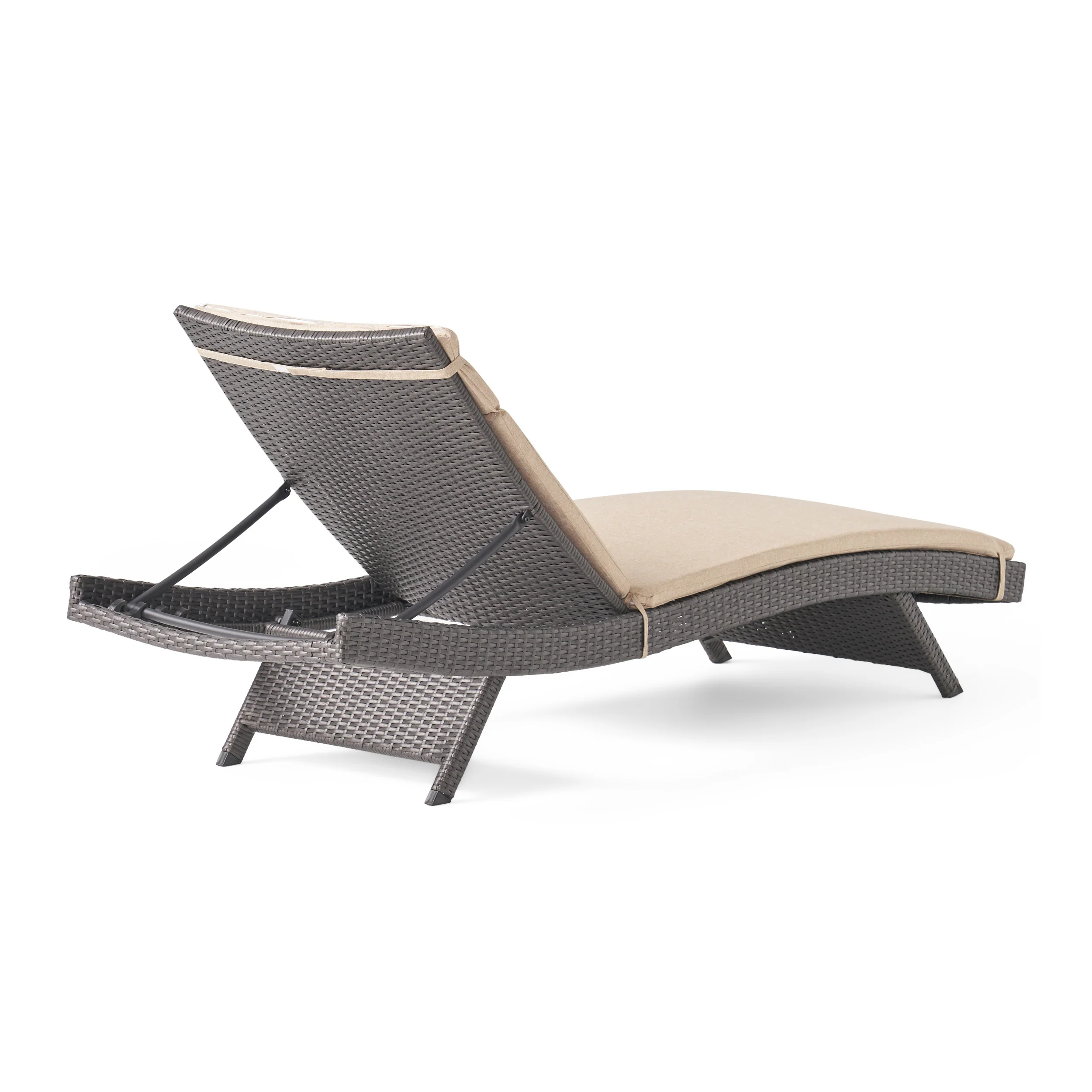 Lakeport Outdoor Grey Wicker Adjustable Chaise Lounge w/ Cushion - furnishings