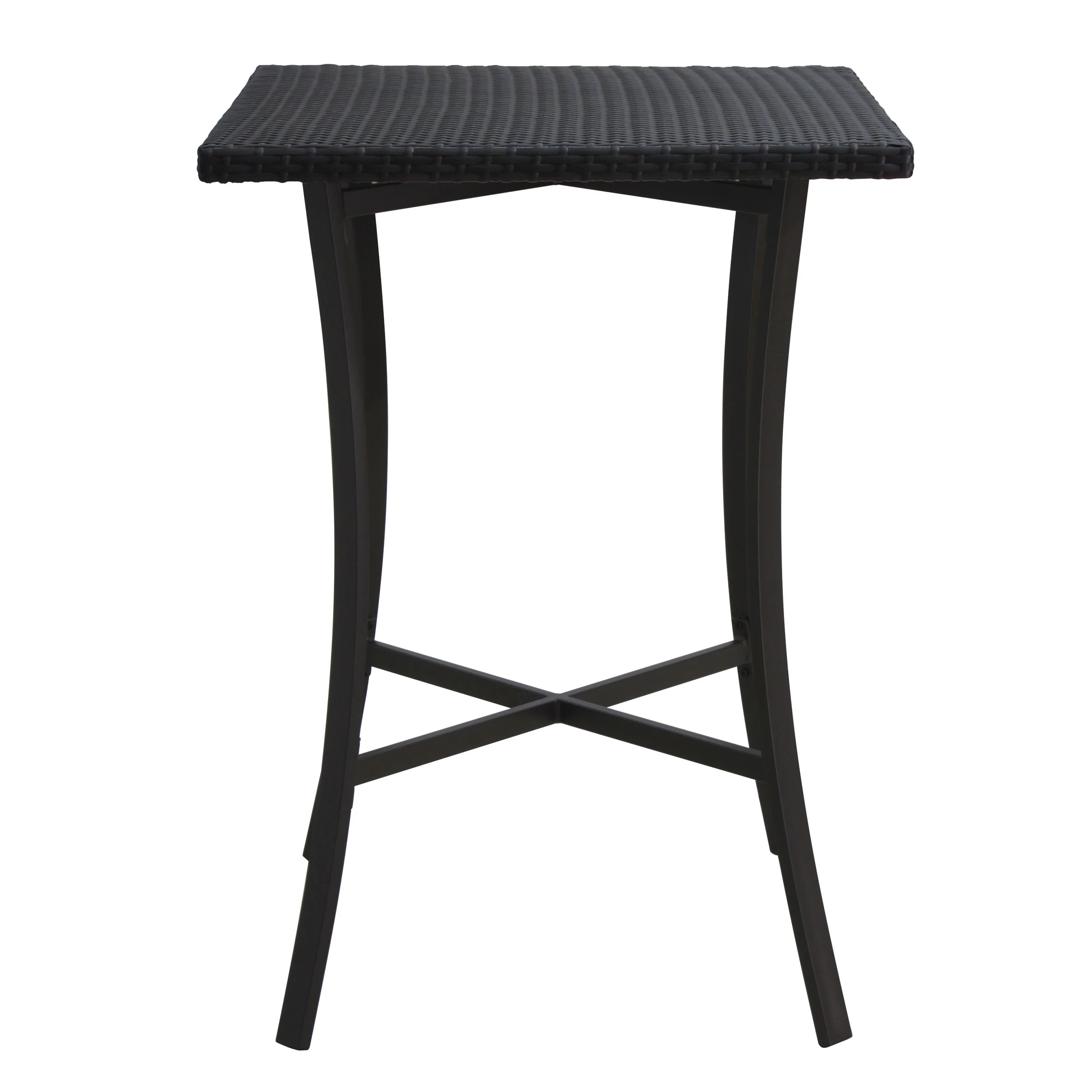Cait Outdoor Square Multi-Brown Wicker Bar Table with Aluminum Frame - furnishings
