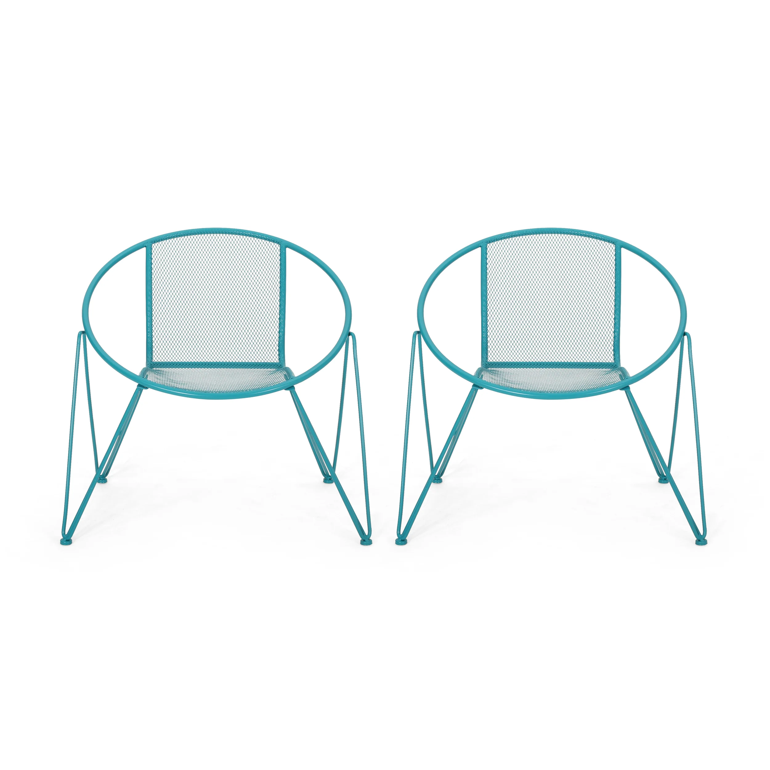 Graham Modern Outdoor Iron Club Chair (Set of 2) - furnishings
