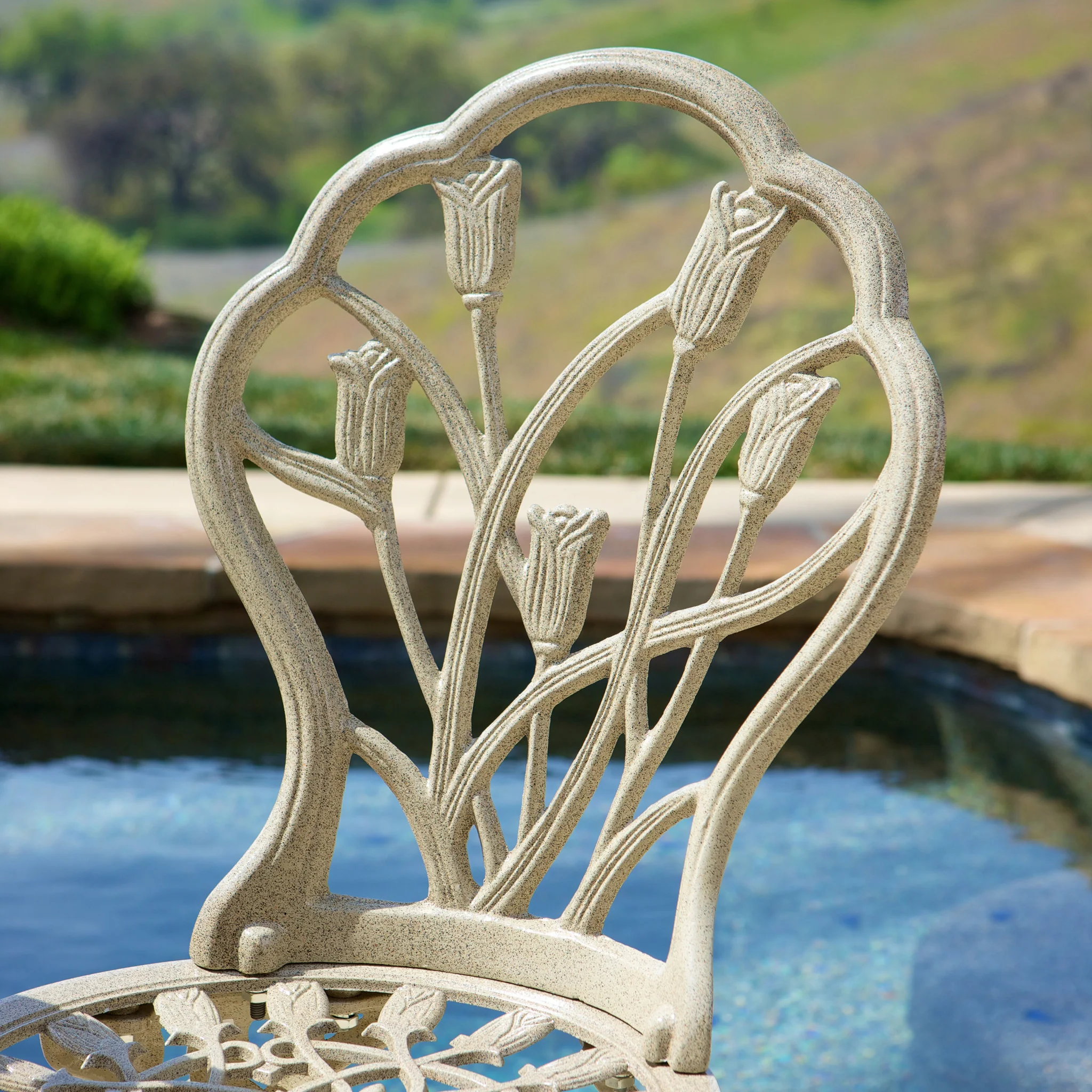 Sonoma Outdoor Vintage Style Cast Aluminum Bistro Set with Tulips - furnishings
