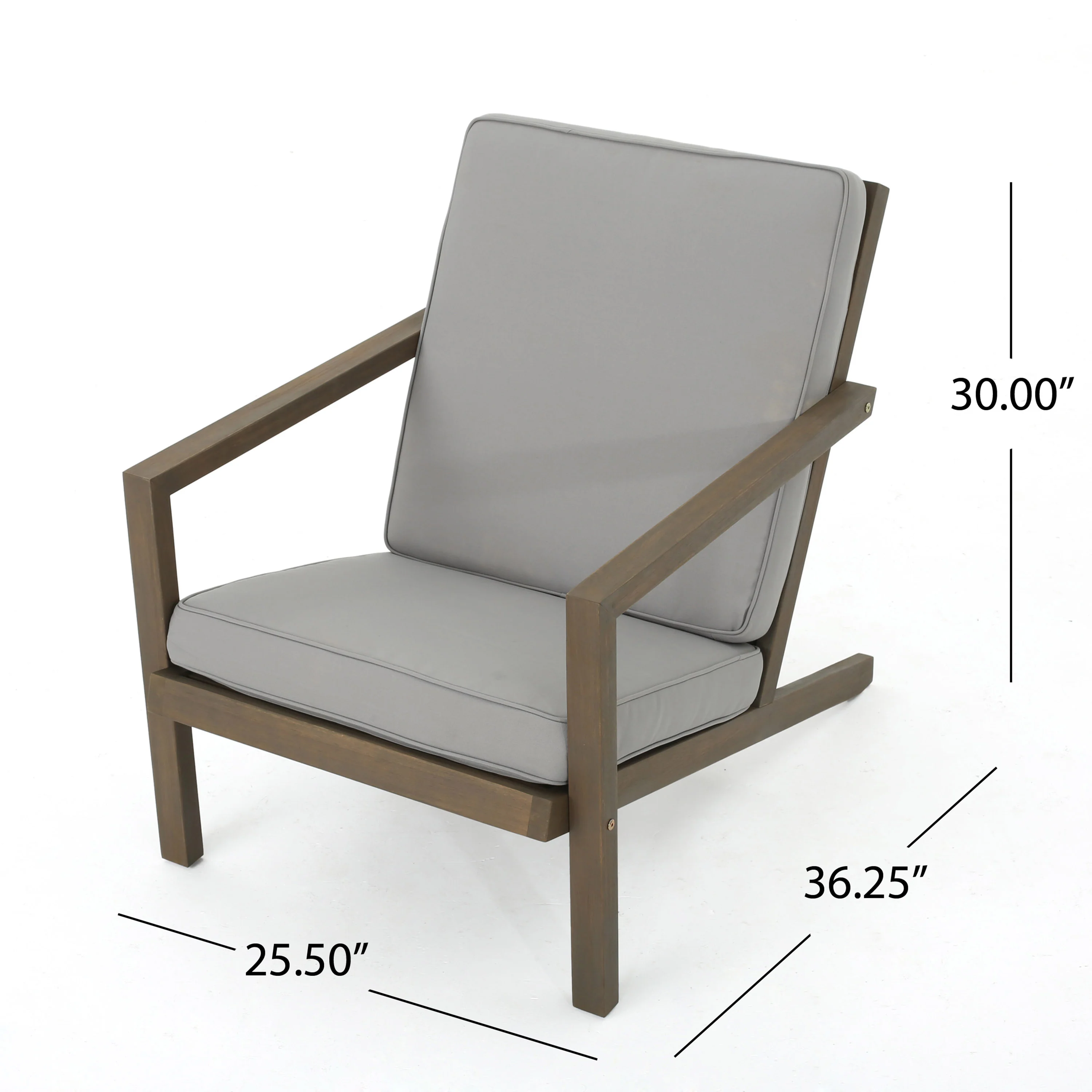 Ludwig Outdoor Acacia Wood 3 Piece Chat Set with Cushions - furnishings