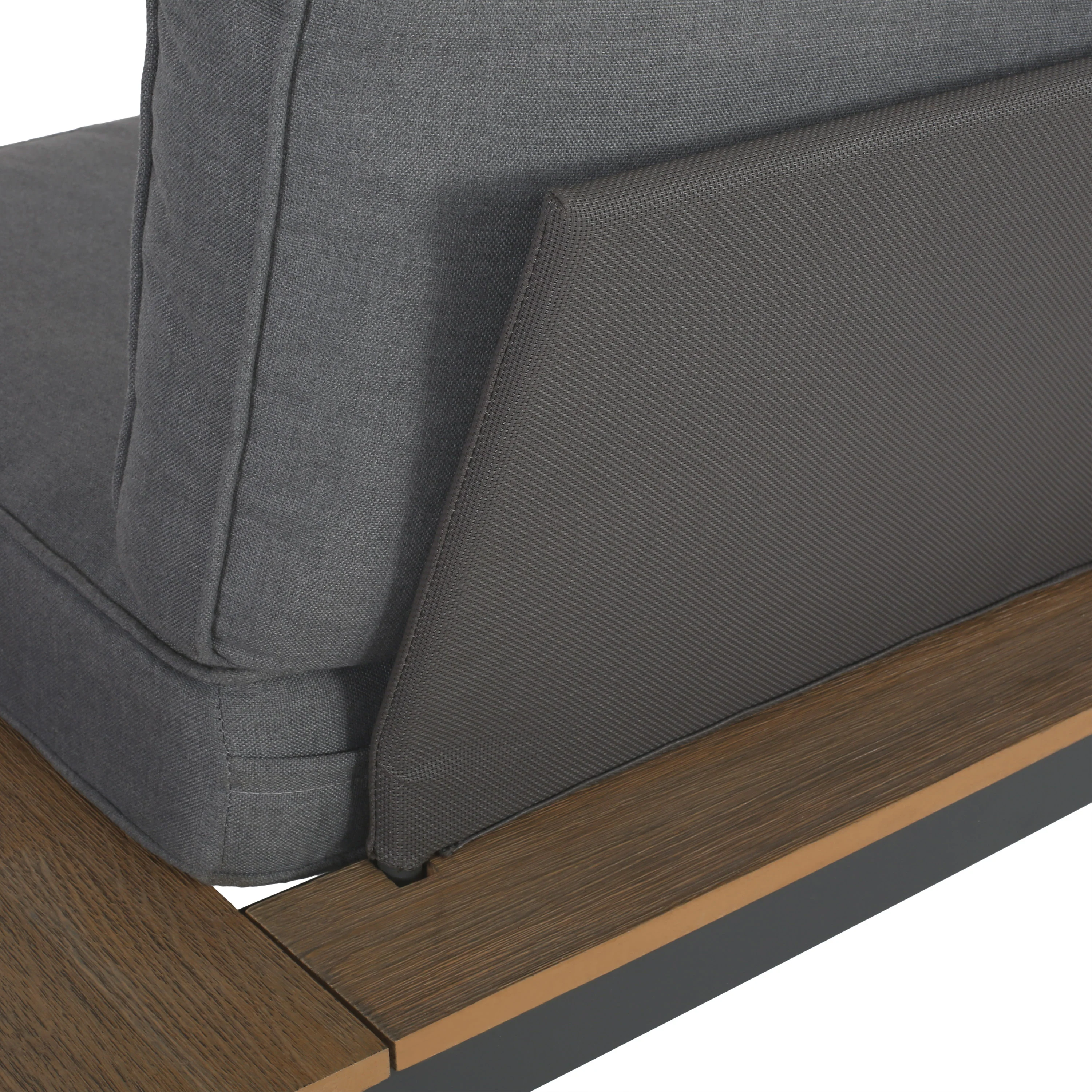 Deborah Outdoor Wood and Aluminum V-Shaped 5 Seater Sofa Set - furnishings